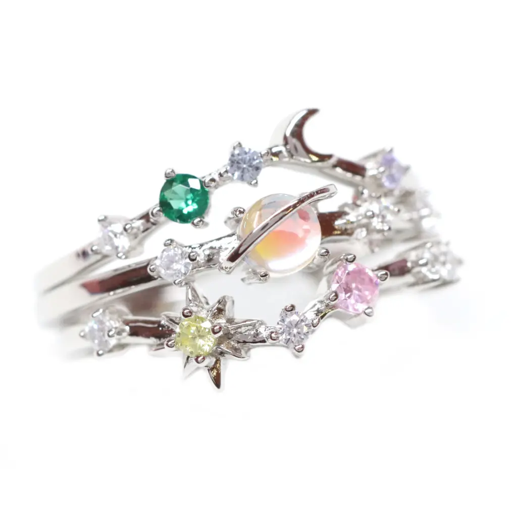 Stackable Galaxy Rings for Women - Elegant Space-Themed Jewelry Set for Layering & Everyday Wear - Perfect for Gifts, Parties & Boho Fashion