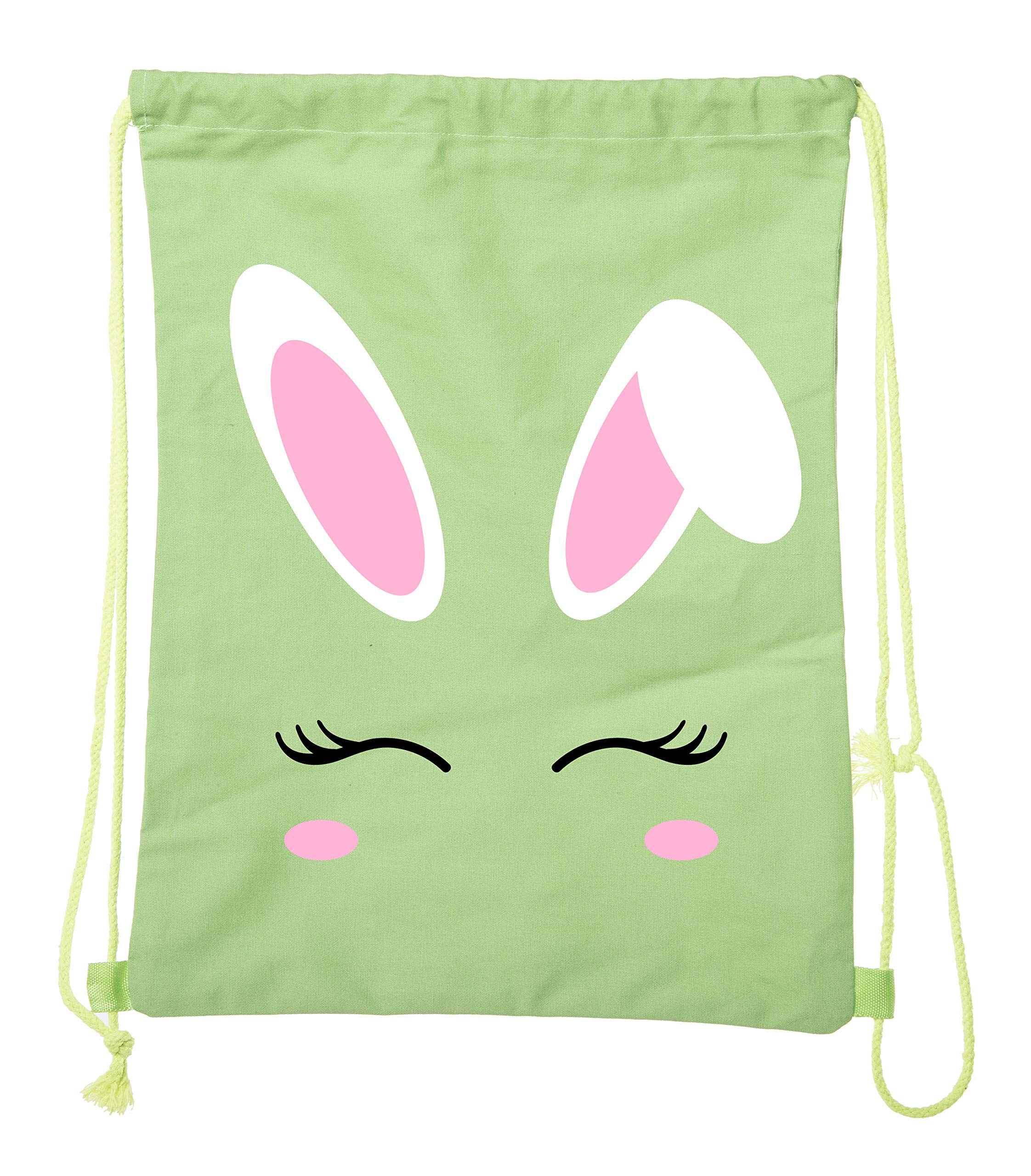 Easter Basket Backpack - Bulk Cotton Drawstring Cinch Bags for Easter Bunny Gifts with Bunny Face Design - Perfect for Easter Egg Hunts, Party Favors & School Events