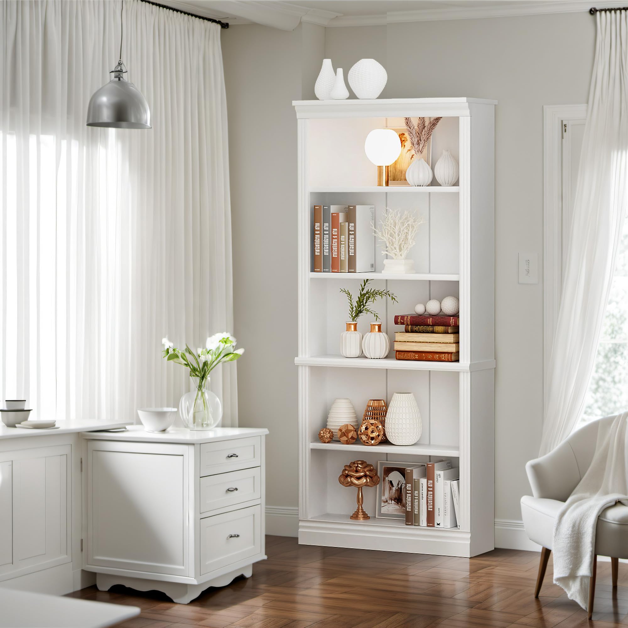Furniwell 5-Shelf Tall Bookcase 72