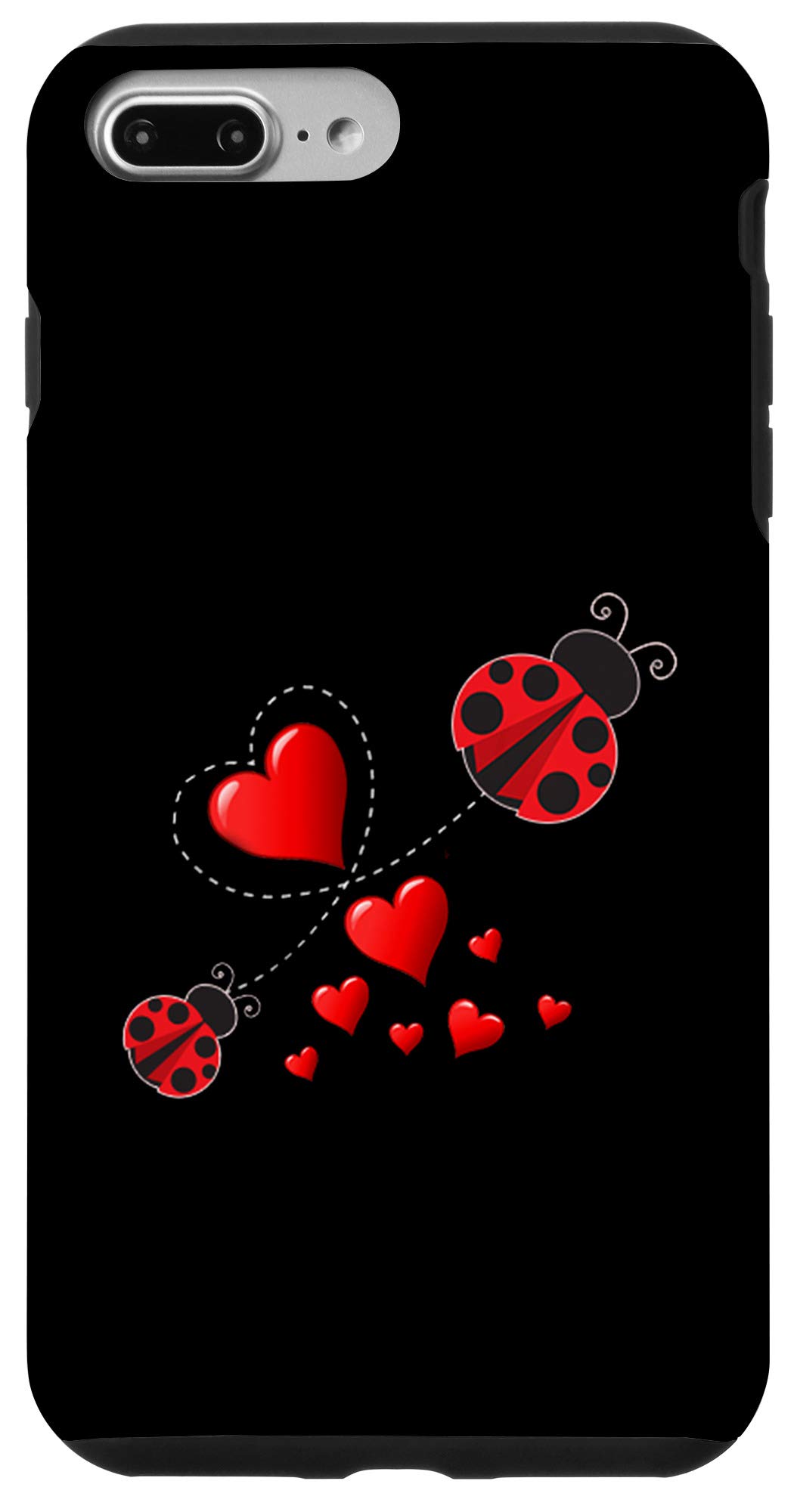 Premium iPhone 7 Plus/8 Plus Ladybug with Hearts Phone Case - Cute Protective Cover for Women & Girls - Perfect for Everyday Use, School, Work & Travel