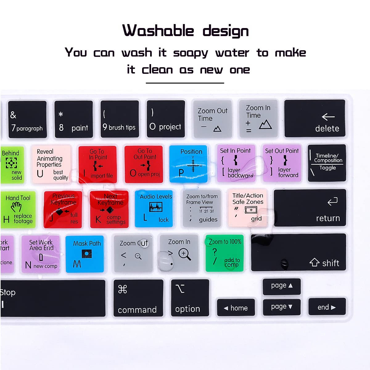 HRH After Effects Shortcuts Silicone Keyboard Cover for MacBook Pro 13