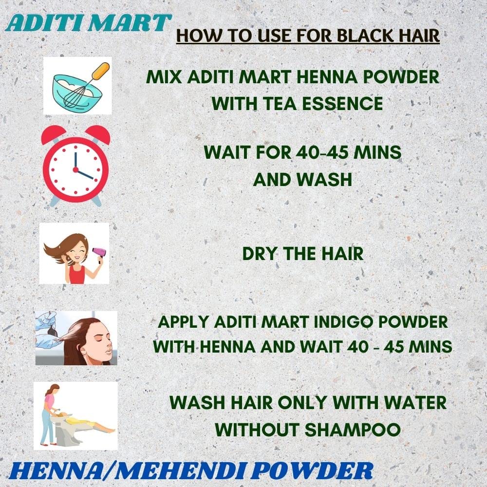 Aditi Mart Natural Herbal Henna Mehndi Powder for Hair - 100% Pure Organic Hair Dye & Mehndi Design | Chemical-Free Brown Henna (227g) | Safe for Hair Coloring, Tattoos & Bridal Mehndi