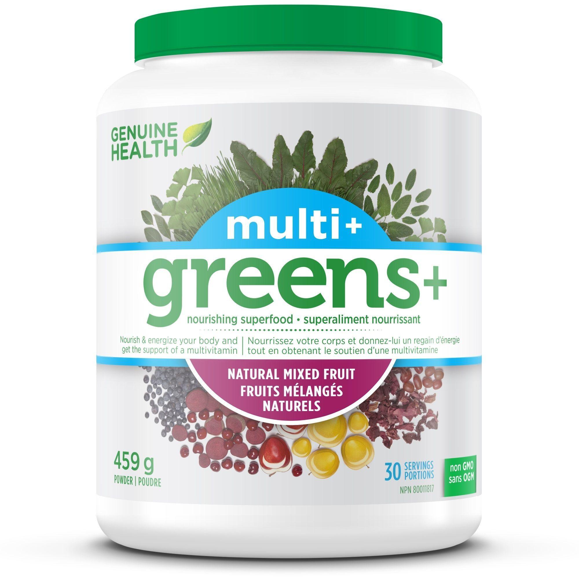 Genuine Health Greens+ Multi+ Mixed Fruit Superfood Powder - 459g (16.2 oz) for Detox, Energy & Immune Support - Perfect for Smoothies, Juices & Daily Wellness