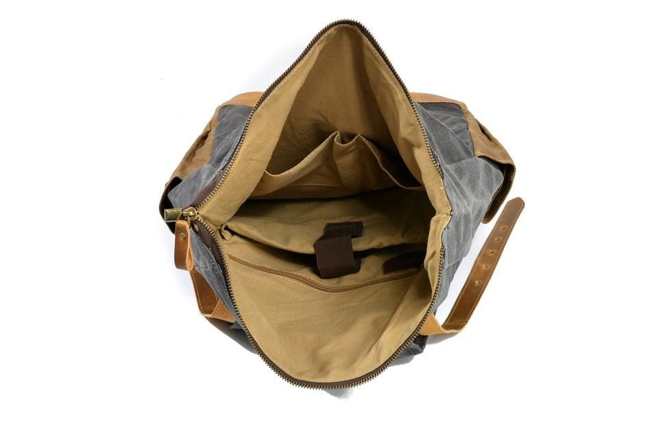 Durable Waxed Canvas Backpack for Men & Women - Waterproof Rucksack for Travel, Hiking & Daily Commute