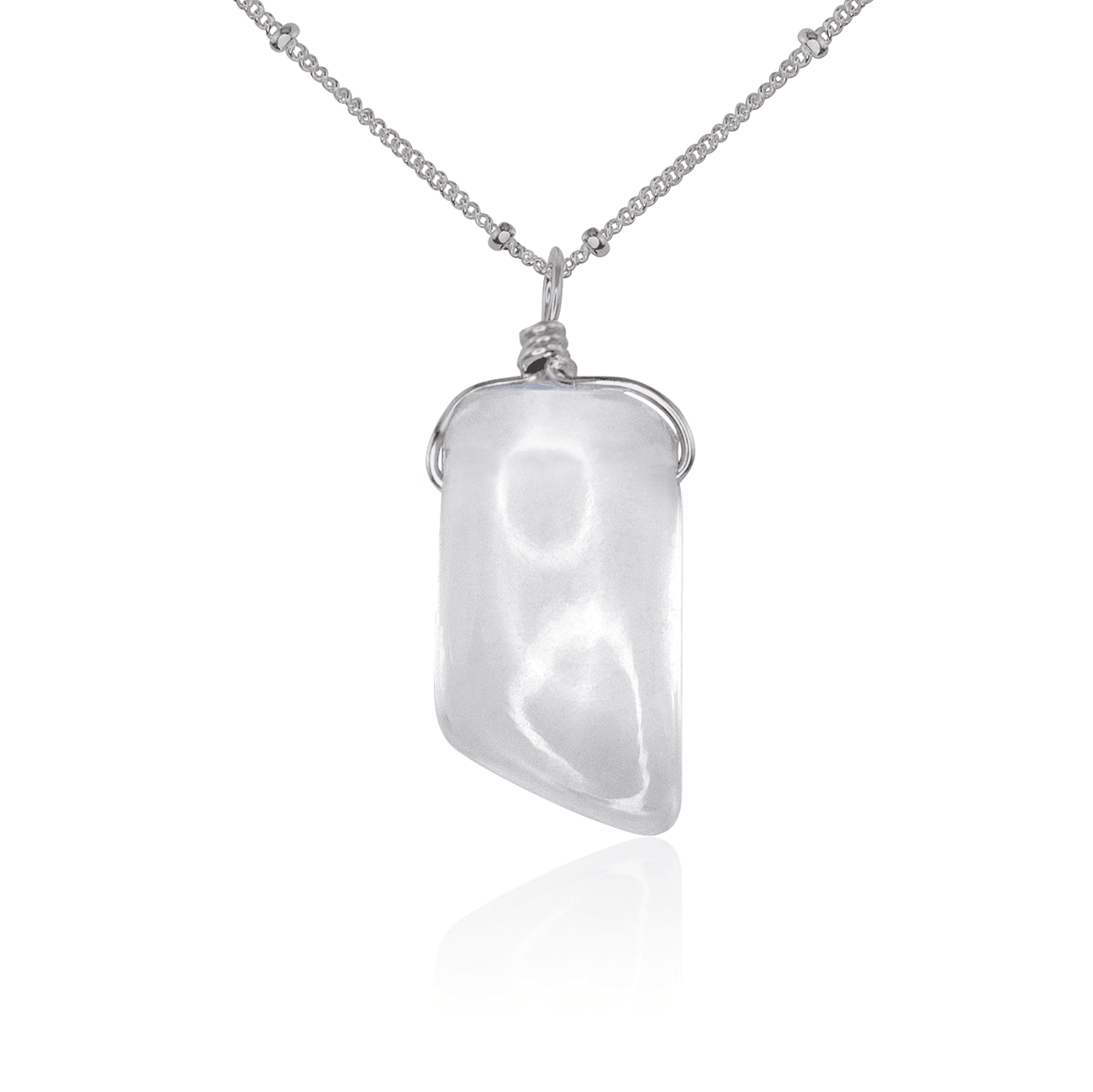 Small Smooth Crystal Quartz Pendant Necklace - Elegant Healing Stone Jewelry for Women, Perfect for Meditation, Yoga & Spiritual Gifts