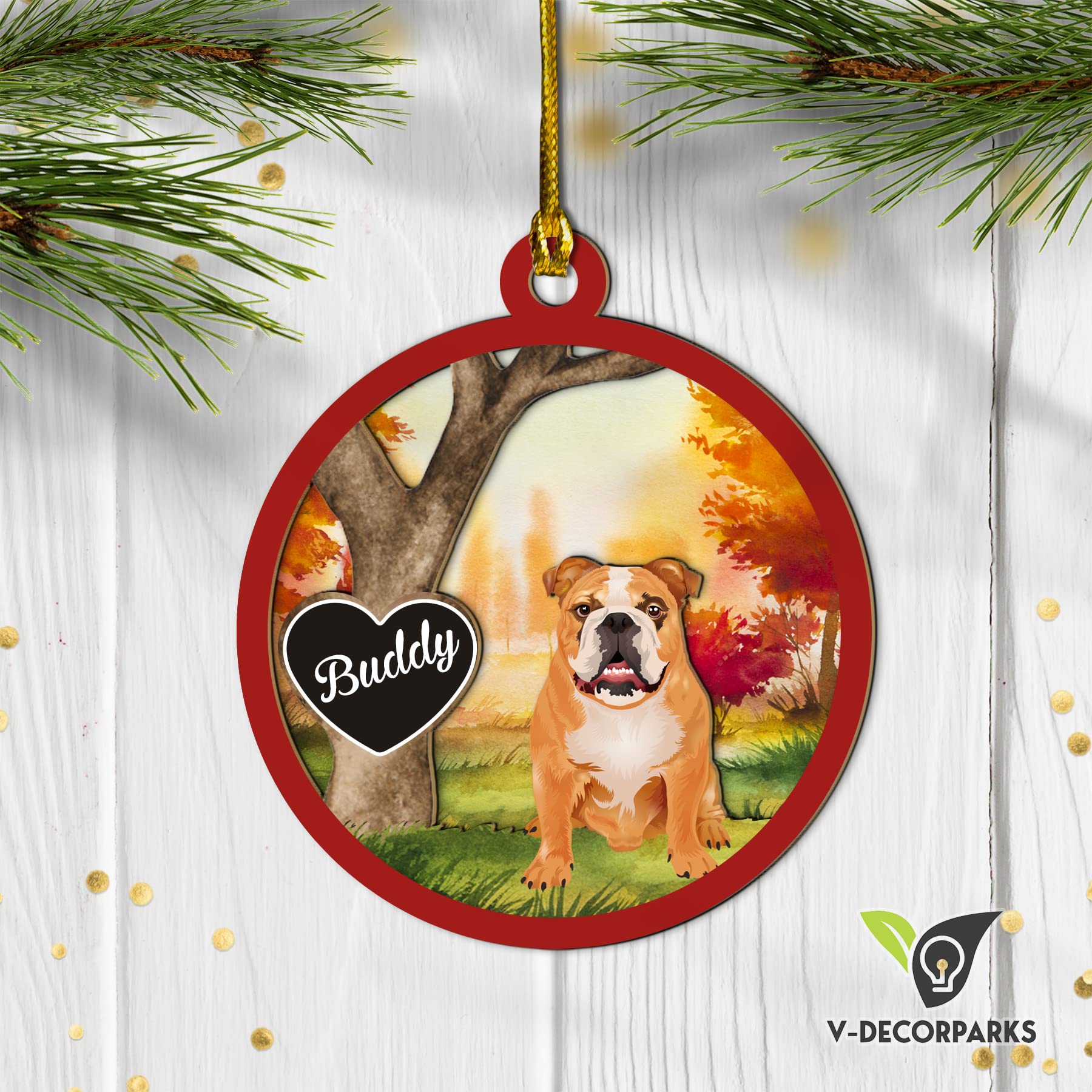 3D Wood Layered Personalized Boxer Dog Christmas Ornaments - 10pc Set for Tree Decorations | Perfect for Holiday Home Decor & Gift Giving