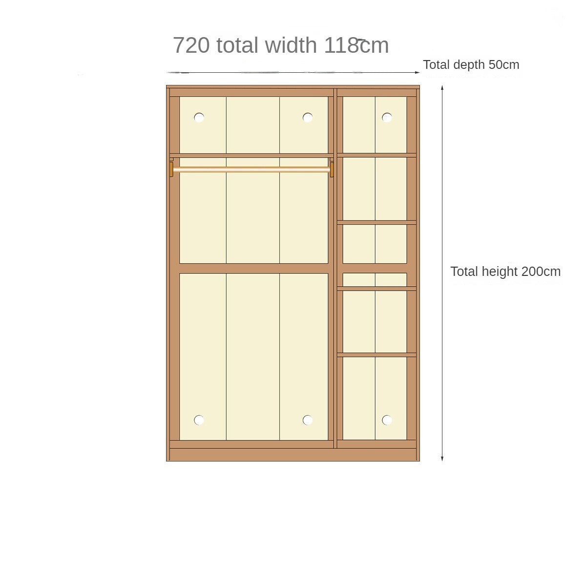 Solid Oak Wood Narrow Wardrobe - Slim Space-Saving Closet for Bedroom, Hallway, or Small Apartment