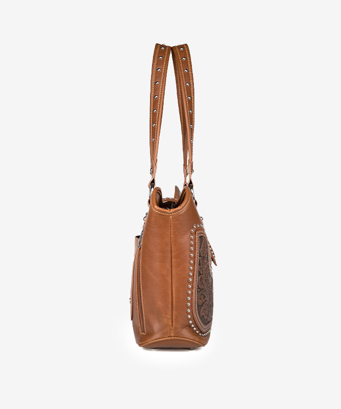 Montana West Studded Leather Concealed Carry Handbag for Women - Stylish CCW Purse with Hidden Gun Pocket - Perfect for Everyday Use, Travel & Self-Defense