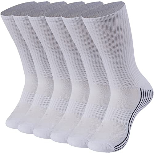 6-pairs White Sport Crew Socks