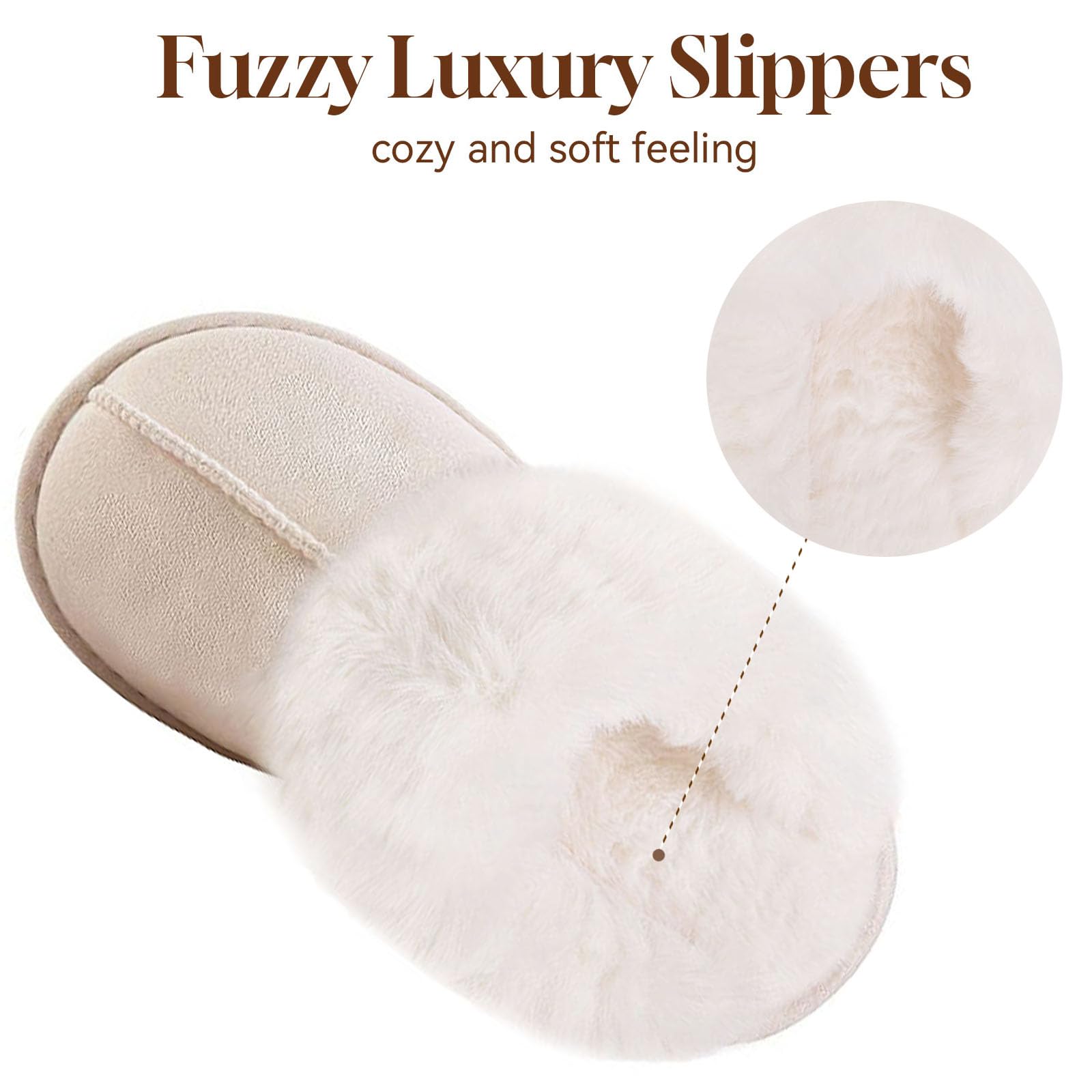 Women's Fuzzy House Slippers - Soft Memory Foam Indoor/Outdoor Slippers with Anti-Skid Plush Sole | Cozy Fall & Winter Footwear for Home, Office & Travel