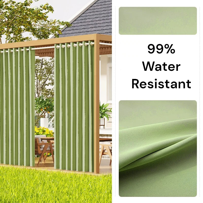 Durable All-Weather Antibacterial Outdoor Curtains - Custom Size for Patio, Deck, and Poolside Privacy - Waterproof & UV Resistant