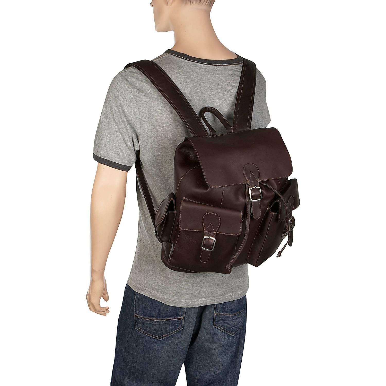 Large Bucket-Flap Backpack for Women & Men - Durable Chocolate Brown Laptop Backpack for Travel, Work & School - Stylish One Size Fits All Daypack