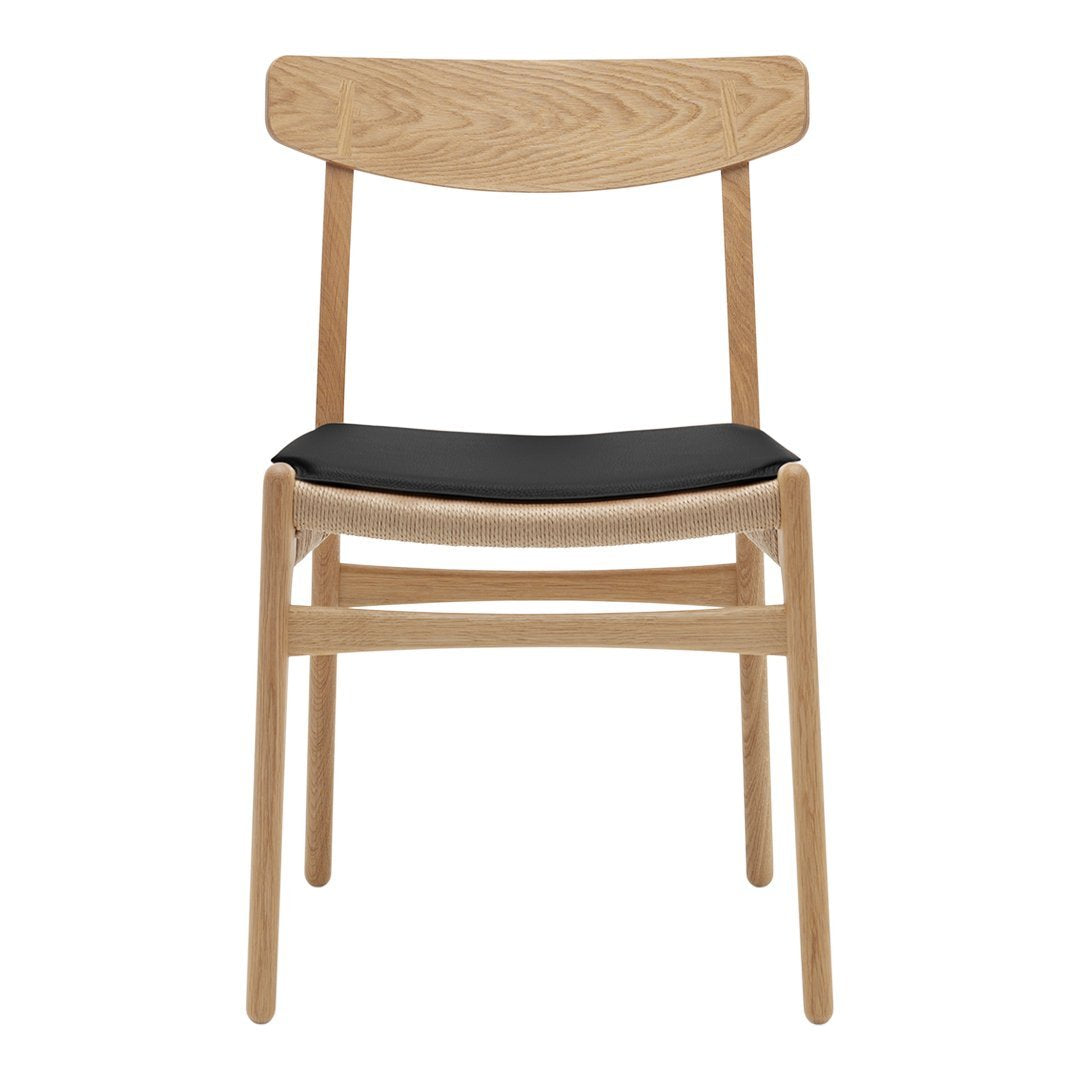 Premium CH23 Chair with Genuine Leather Seat Cushion - Ergonomic Office Chair for Home & Workspace - Comfortable Desk Chair for Long Hours Sitting