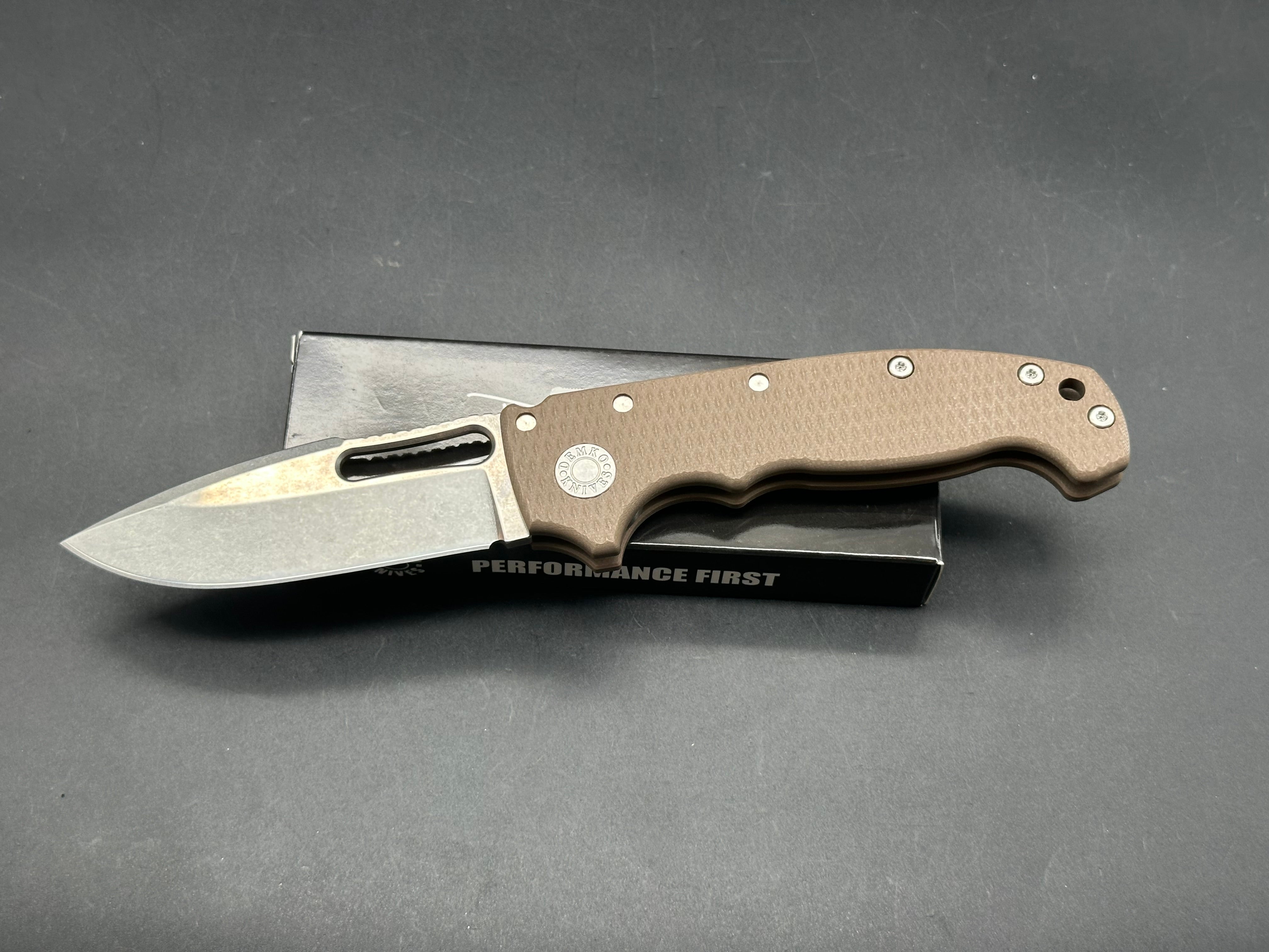 Demko MG AD20S Harpoon Drop Point Folding Knife - Shark Lock, Earth G10 Handle, Stonewash CPM 20CV Blade - EDC, Outdoor Survival, Camping & Tactical Use