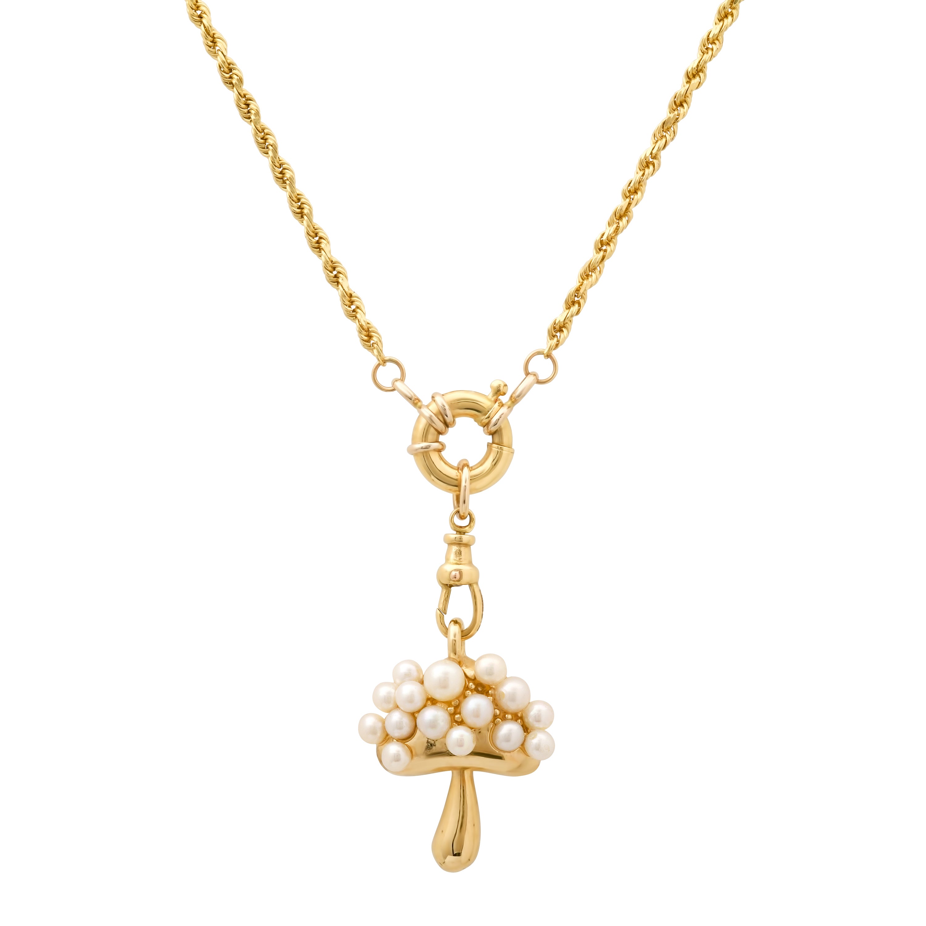 Elegant Mushroom Pendant Necklace with Genuine Pearls - Perfect for Boho Fashion & Nature-Inspired Jewelry Lovers