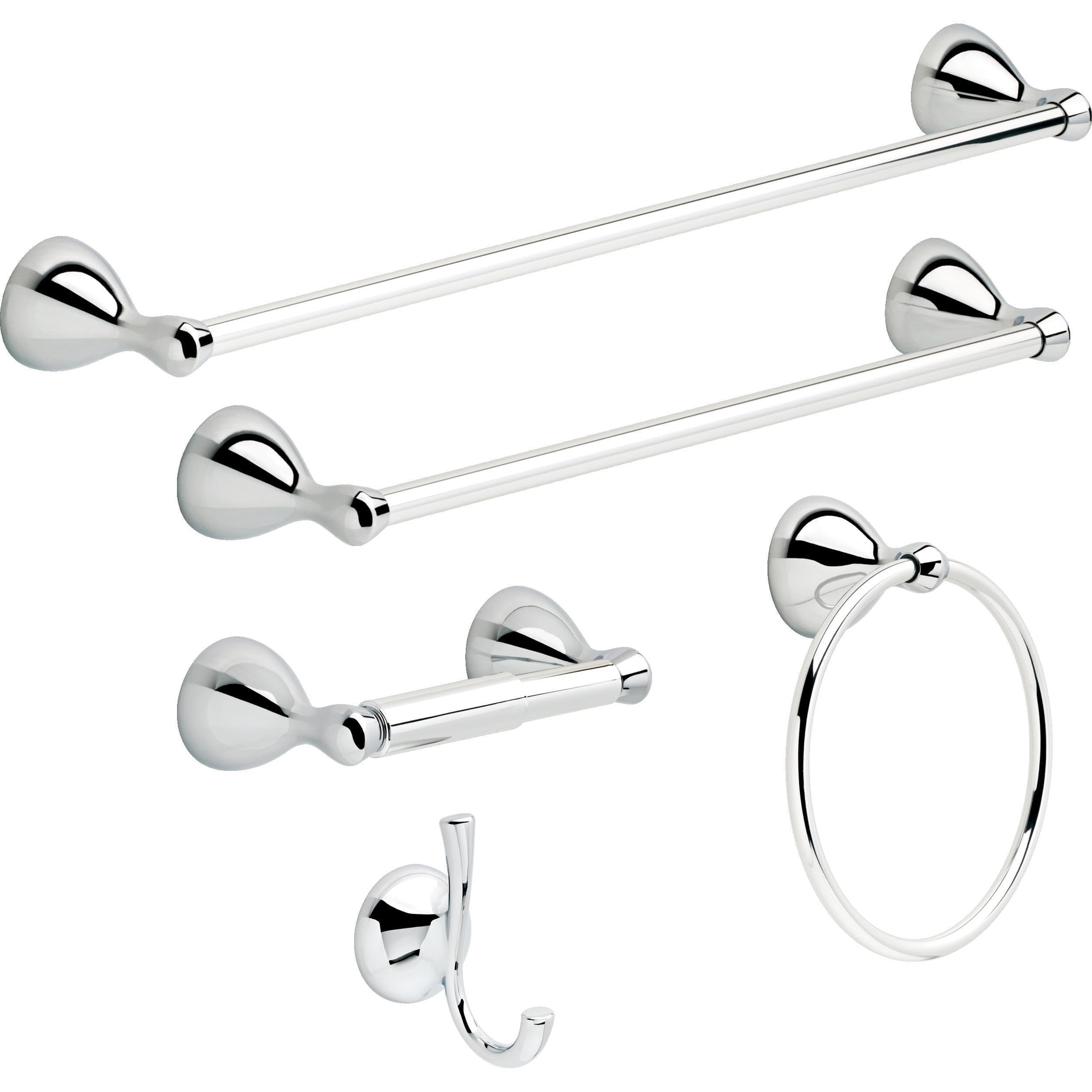 Delta Foundations 24-Inch Polished Chrome Wall Mounted Towel Rack - Bathroom Hardware Accessory (1-Pack) | Perfect for Small Bathrooms, Powder Rooms & Laundry Areas