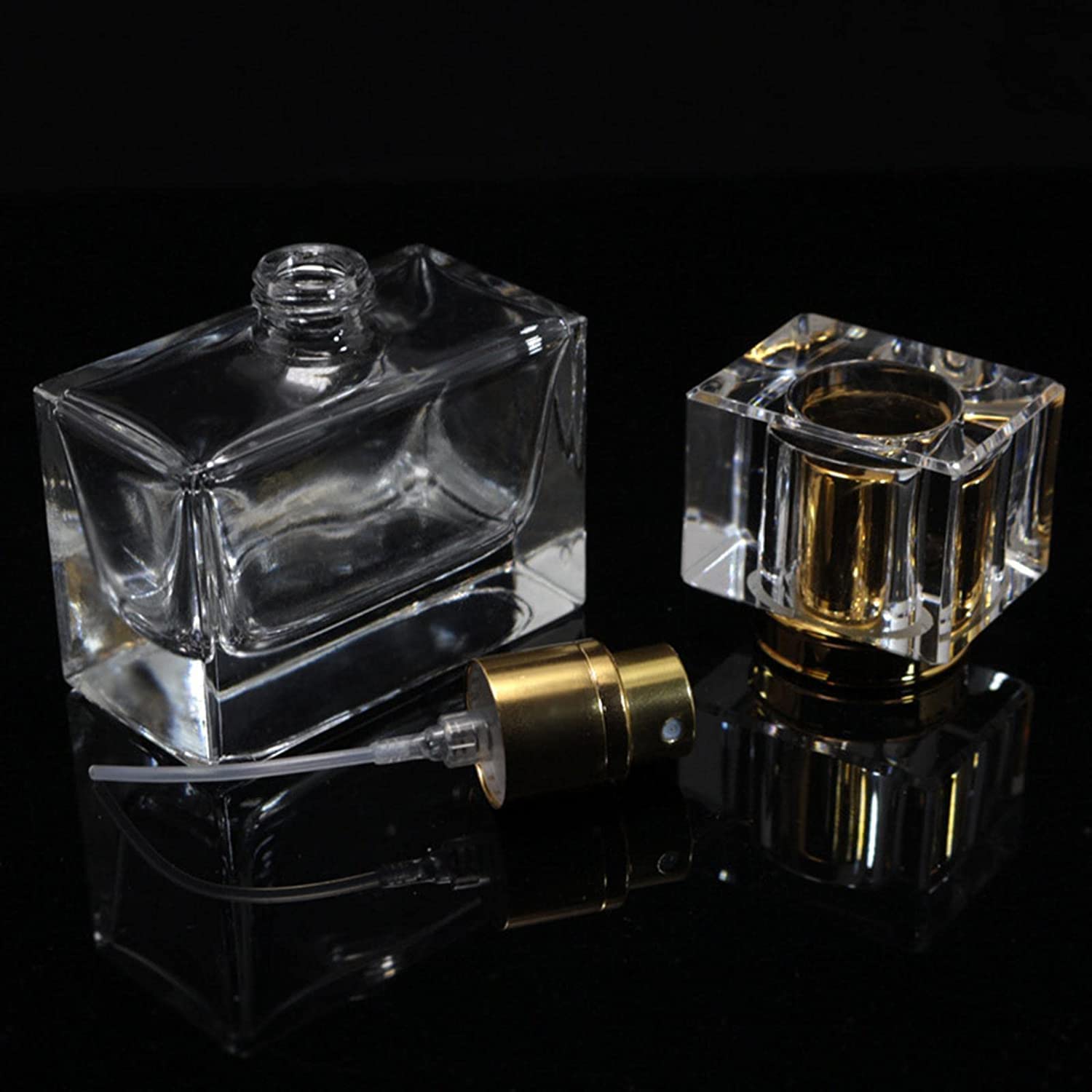 30ml Empty Refillable Glass Bottle with Spray Pump & Royal Cap - Perfect for DIY Perfume, Essential Oils, Blends, Rose Water - Ideal for Travel, Home Fragrance & Skincare