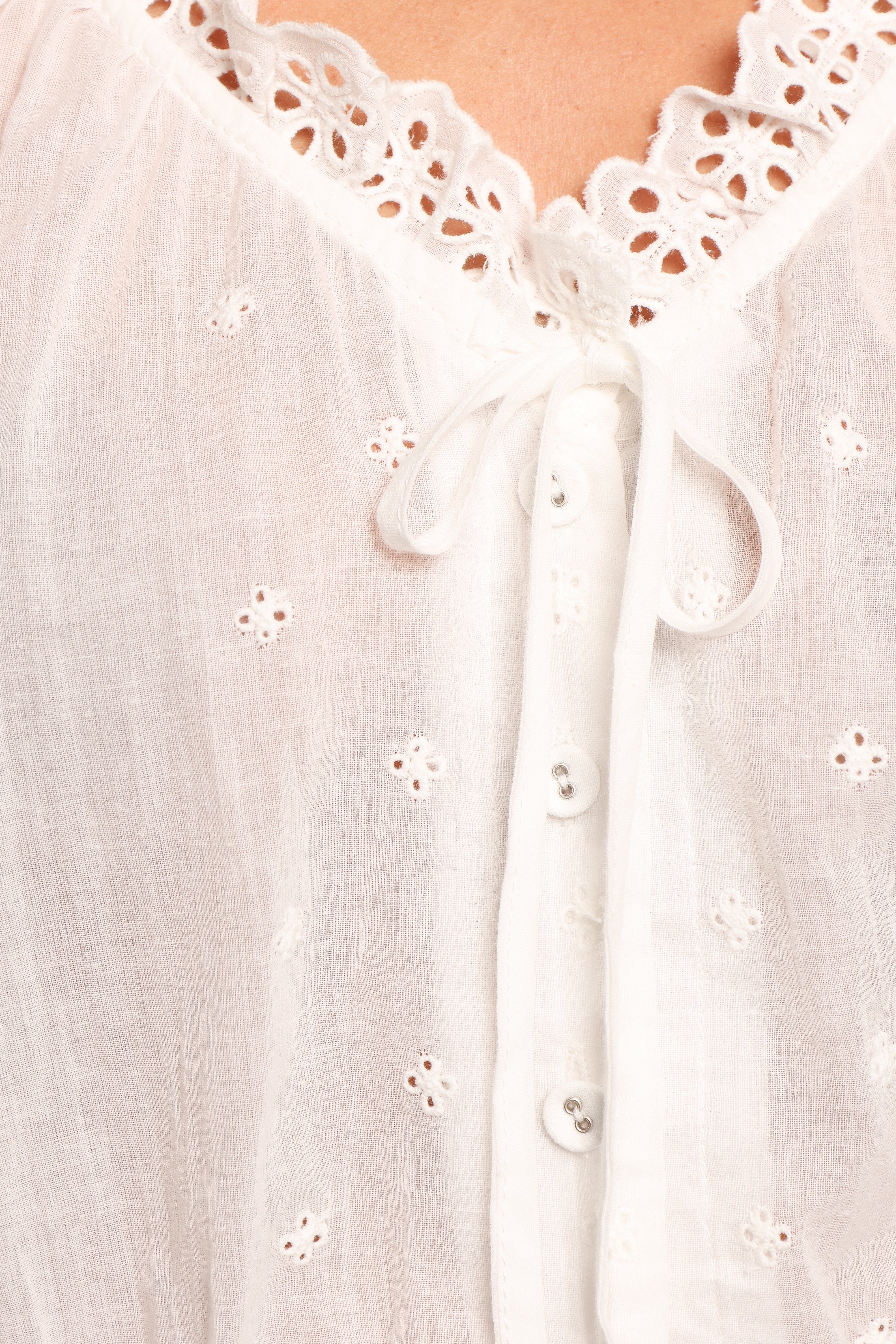 Isolde Lace Trim White Blouse - Elegant Women's Fashion Top for Casual Wear & Date Nights