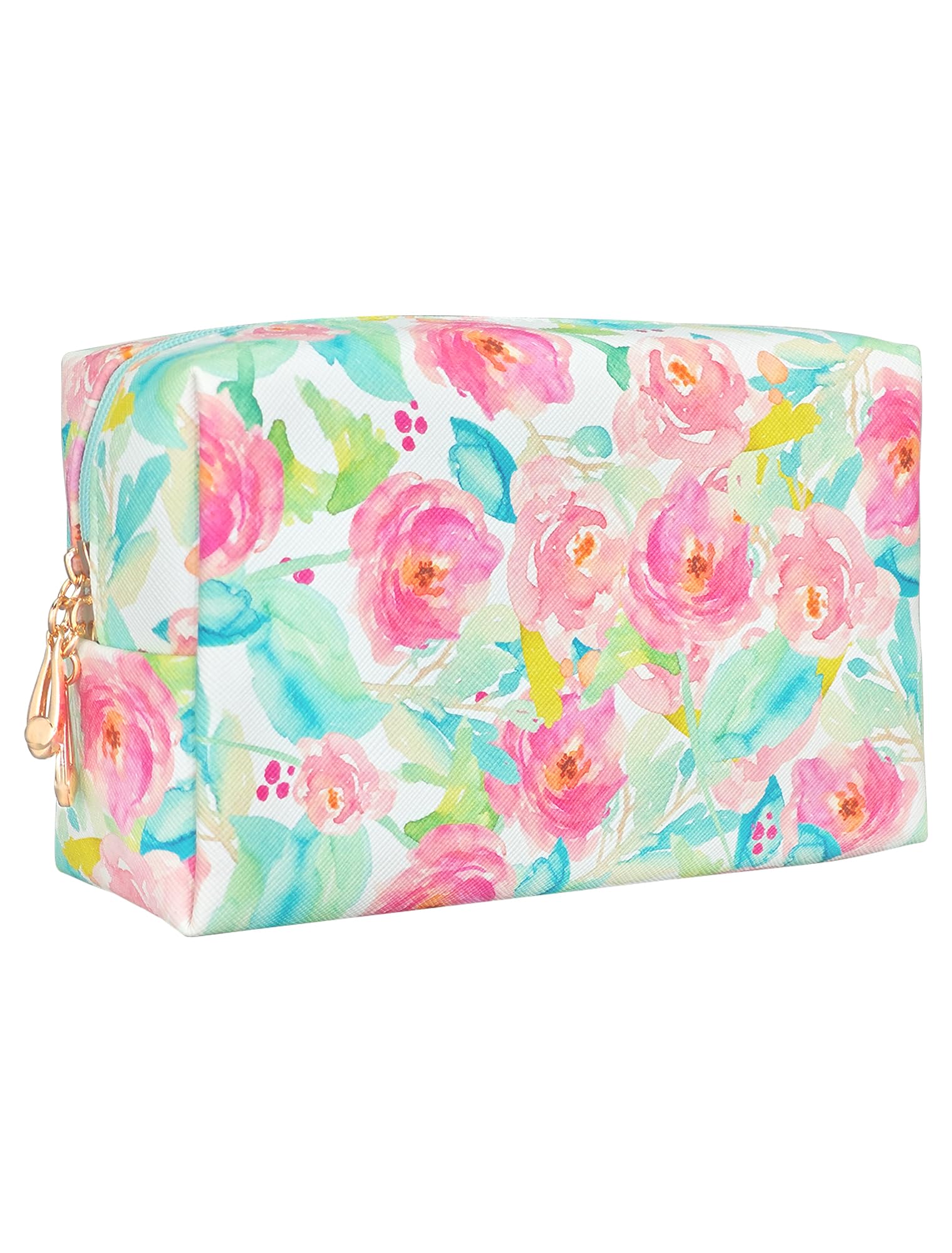 Stylish Pink Floral Makeup Bag for Women - Waterproof Cosmetic Organizer Pouch - Perfect for Travel, Gym & Daily Essentials Storage