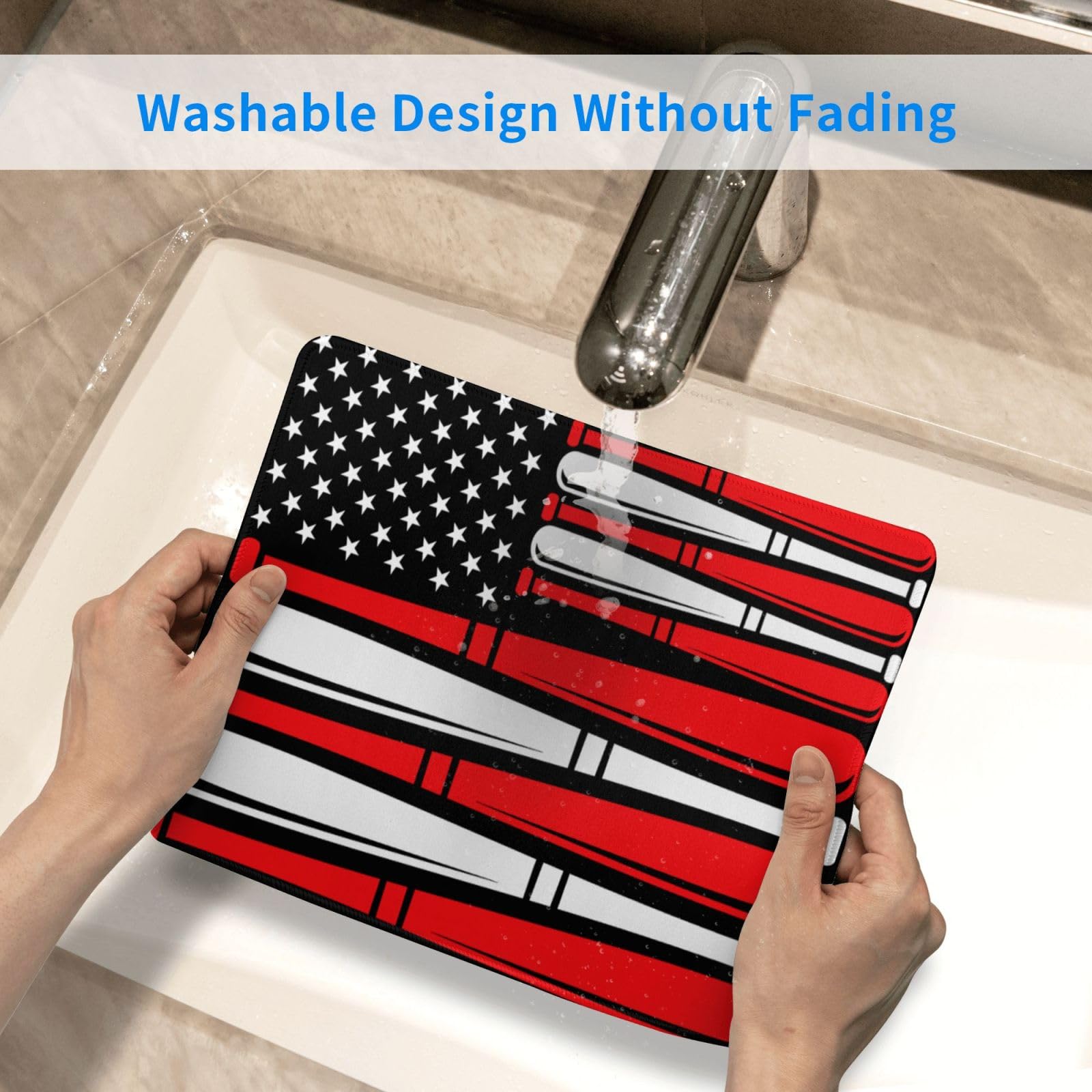 SIYTUAU USA Flag Baseball Design Mouse Pad - Waterproof, Non-Slip Rubber Gaming Mousepad (10x12 inch) for Office, Laptop & PC - Perfect for Gamers, Work & Home Use