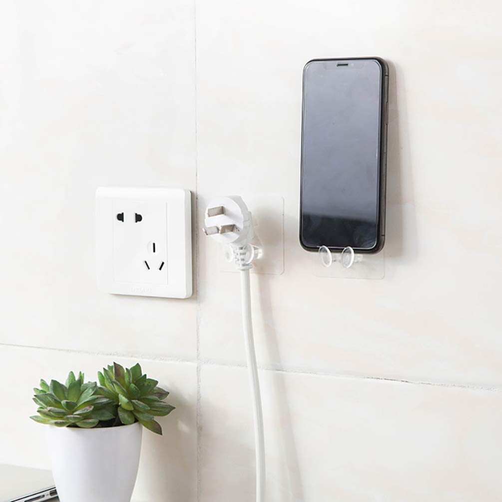 30pcs Adhesive Wall Hooks for Power Cords - Strong Plug Hangers, Cable Organizers - Perfect for Home, Office, Kitchen & Bathroom Organization
