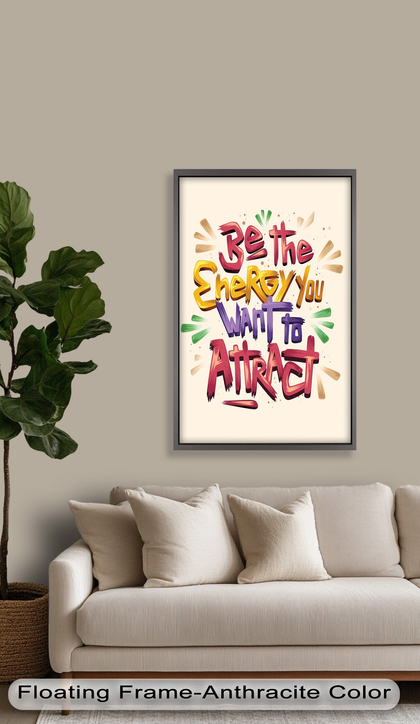 Inspirational Oil Painting - Be the Energy You Want to Attract - Motivational Wall Art for Home, Office & Meditation Space
