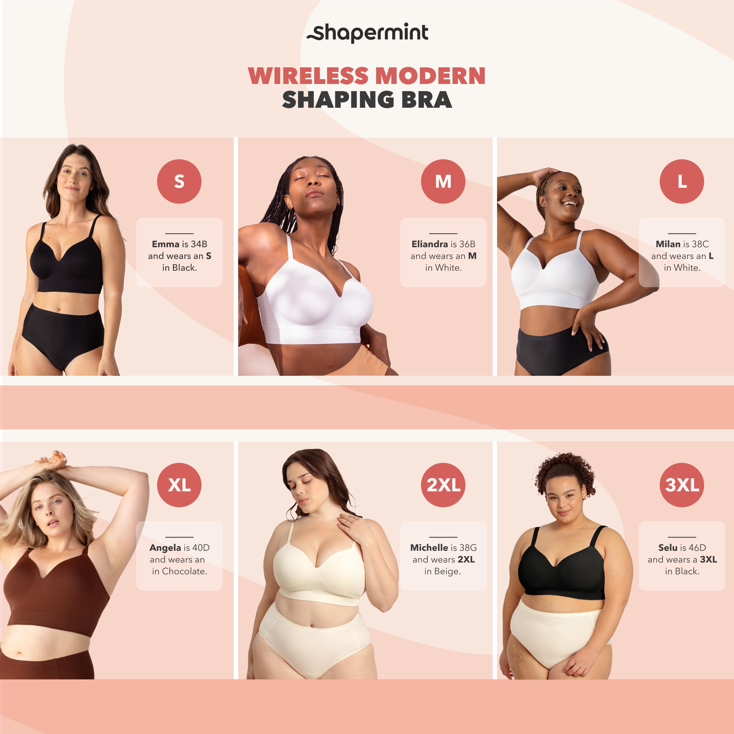 SHAPERMINT Supportive Wireless Bras for Women - Full Coverage Comfort Bras with Lift & Support - Perfect for Everyday Wear, Workouts & Lounge