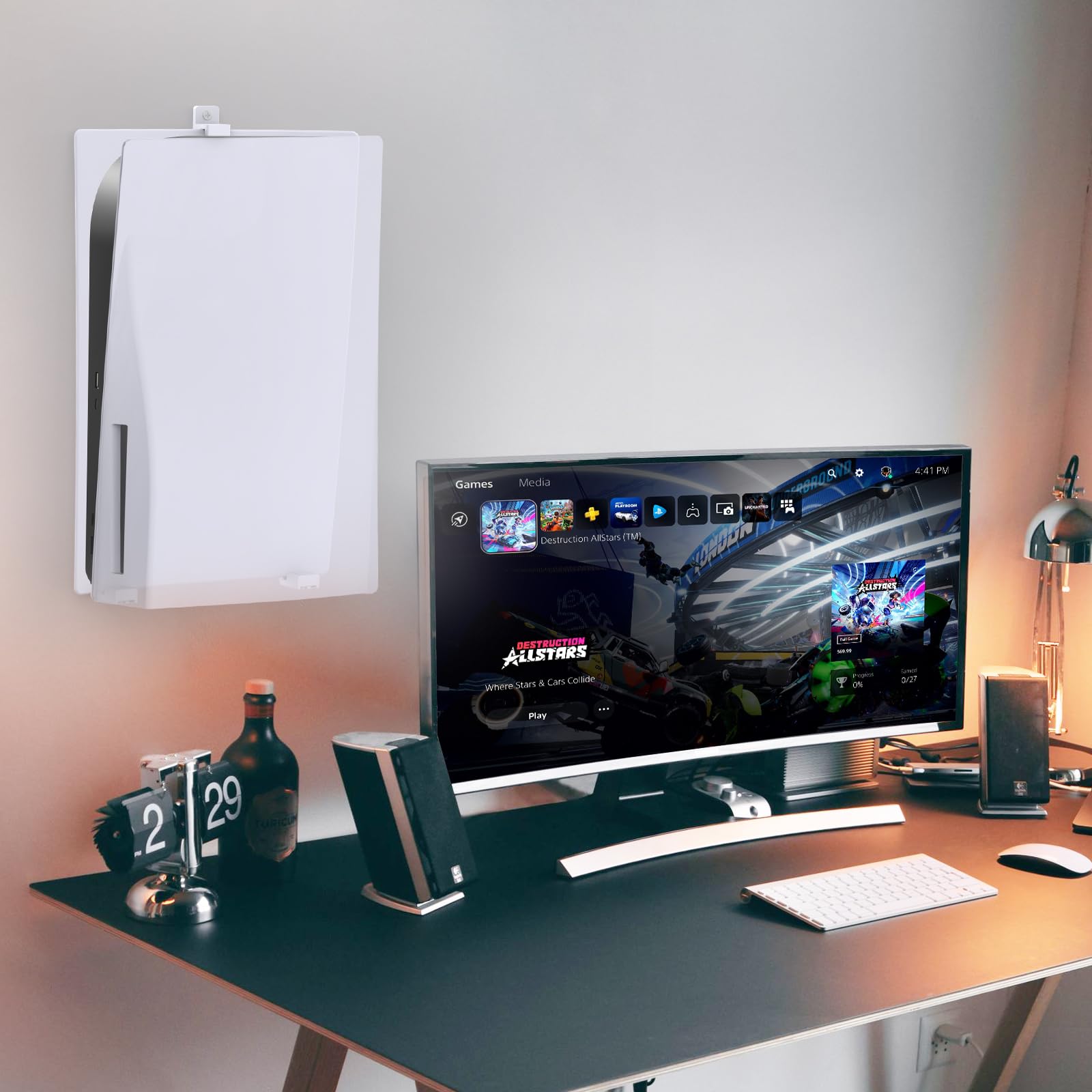 PS5 Wall Mount Bracket - Universal Stand for PS5, PS5 Slim & PS5 Pro - Compatible with PlayStation 5 Disc & Digital Edition - Perfect for Gaming Room, Bedroom & Living Room Setup