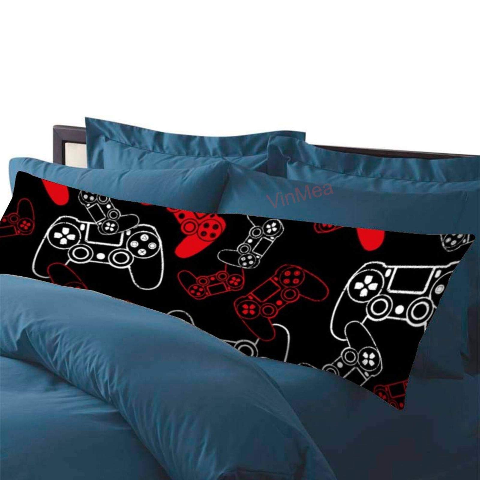 Soft Body Pillow Cases 20x54 Inches - Red on Black Gaming Pillow Covers for Home, Bedroom & Anime Fans - Perfect for Sleeping, Lounging & Gaming Decor