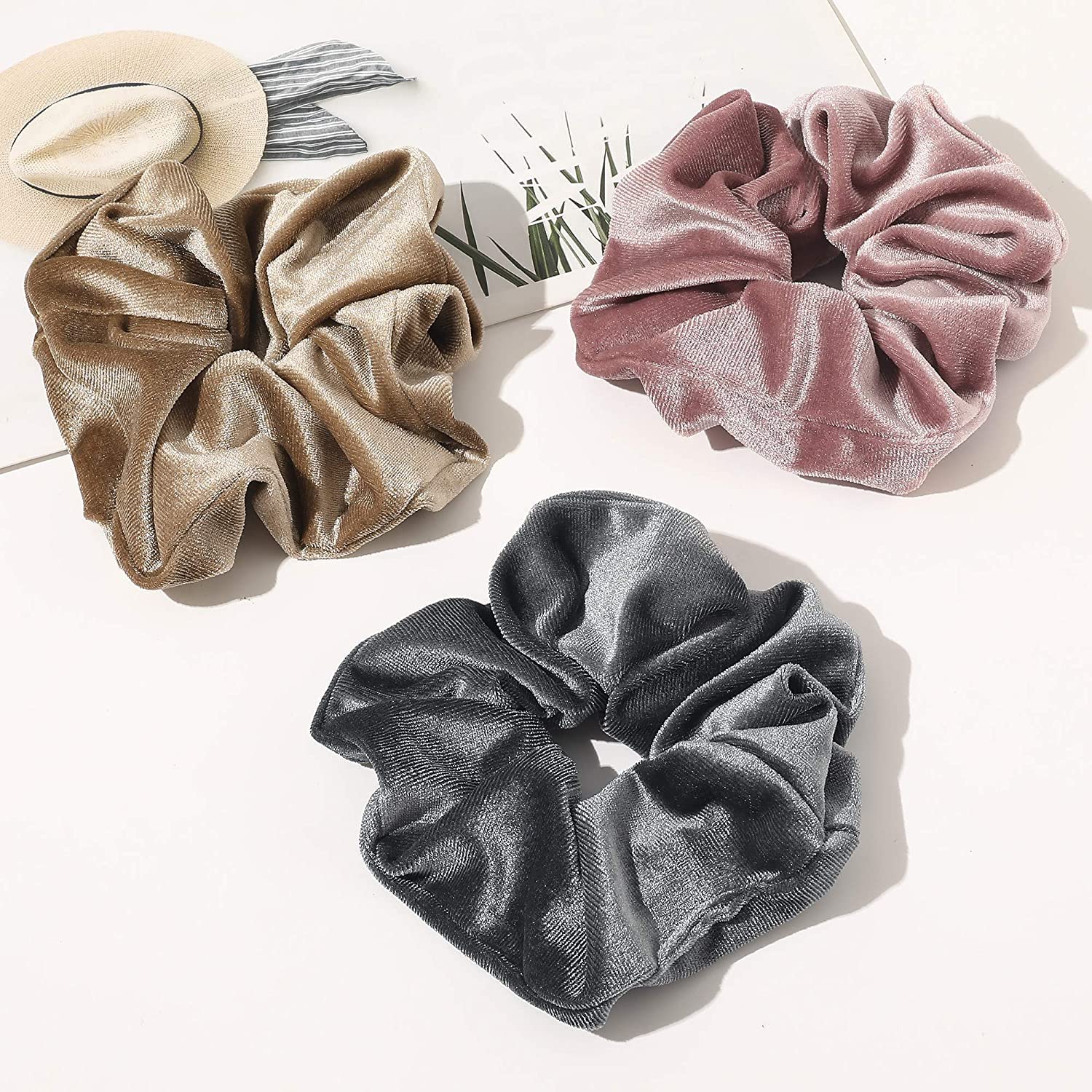 ALIBA COLLECTION 8-Piece Velvet Hair Scrunchies Set - Premium Soft Elastic Hair Bands for Women & Girls - Ponytail Holders & Hair Accessories - Perfect for School, Work, Gym & Everyday Styling