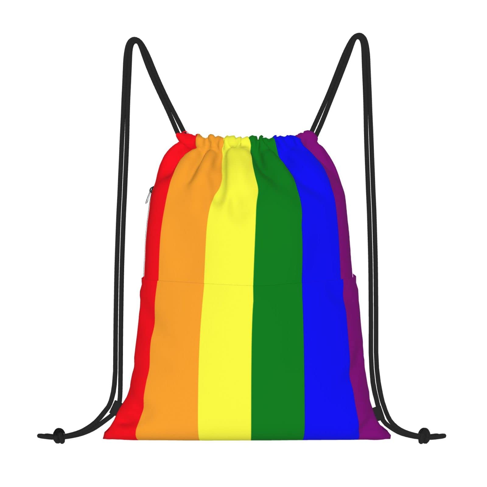 LGBTQ+ Pride Rainbow Drawstring Backpack - Waterproof Gym Sack for Men & Women - Perfect for Beach, Yoga, Travel, School & Gifts - One Size Fits All