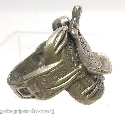 Vintage 1948 Roy Rogers Western Saddle Ring - Nickel Silver - Excellent Condition - Rare Collectible - Perfect for Cowboy Style & Western Fashion Enthusiasts