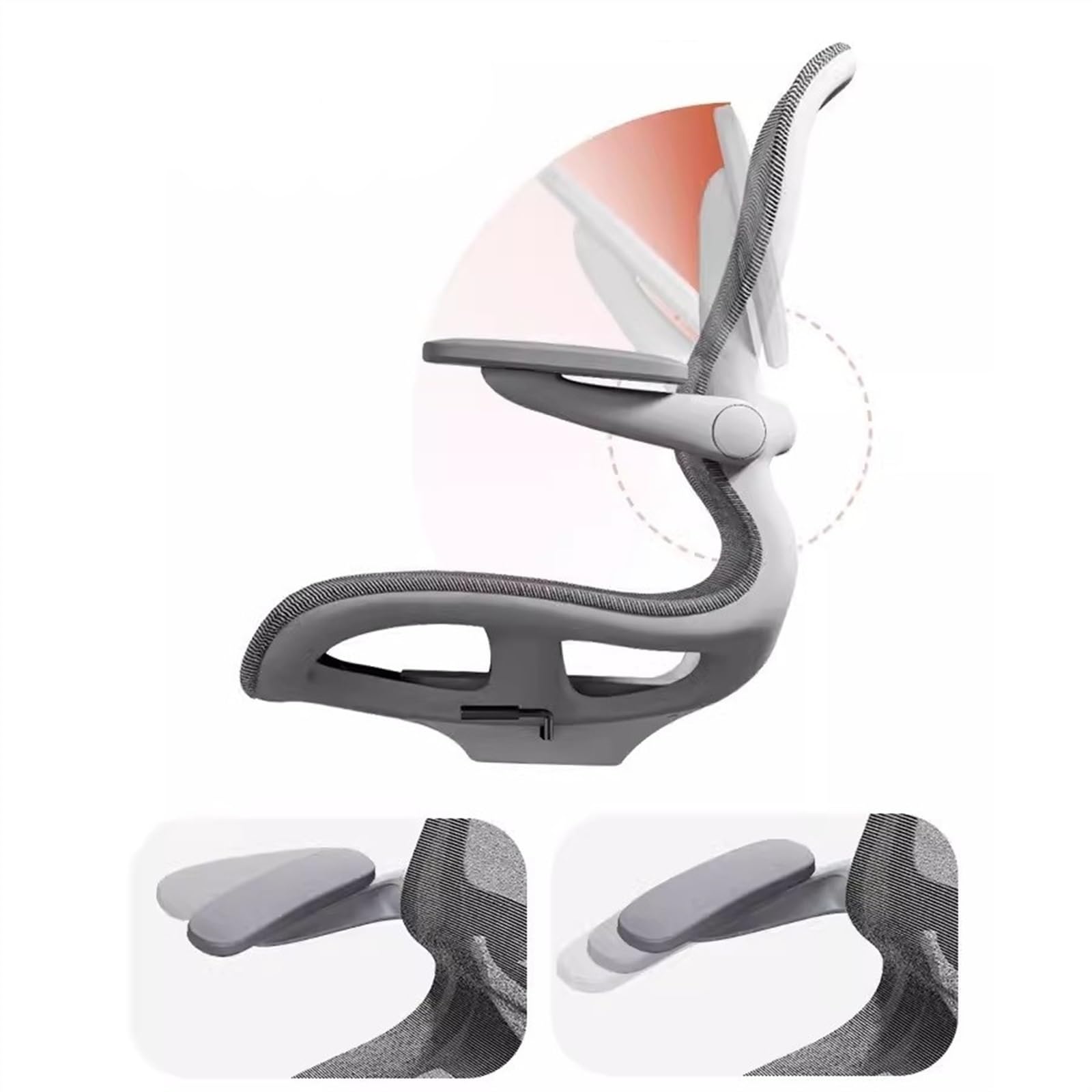 Ergonomic Mesh Office Chair with Adjustable Lumbar Support & Flip-Up Arms - High Back Swivel Computer Task Chair for Home & Office Workspace (Red) - Perfect for Long Hours of Sitting & Comfortable Working