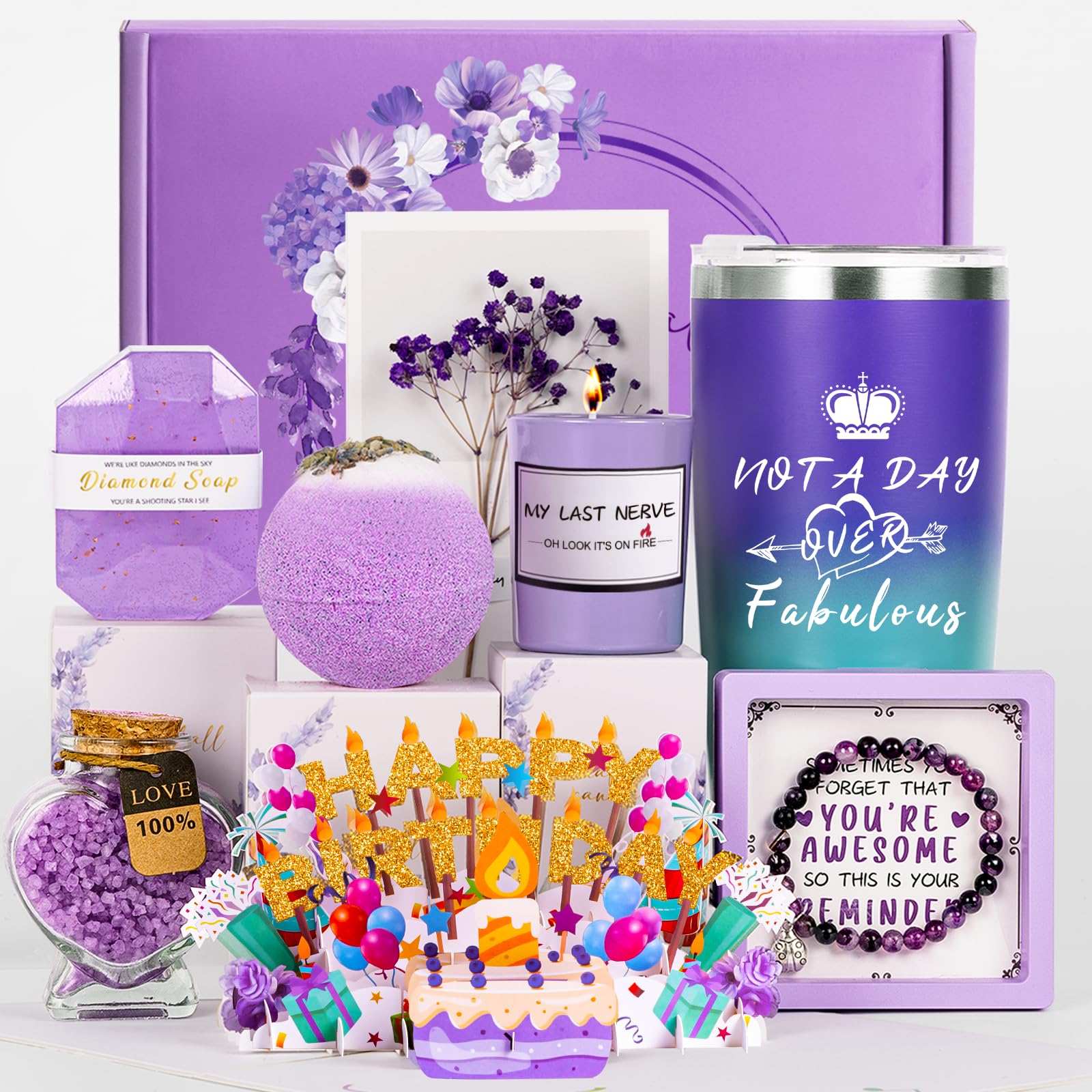 Lupow Birthday Gift Basket for Women - Relaxing Spa Set with Bath Essentials, Perfect for Wife, Girlfriend, Mother, Daughter & Coworkers | Ideal for Self-Care, Pampering & Special Occasions
