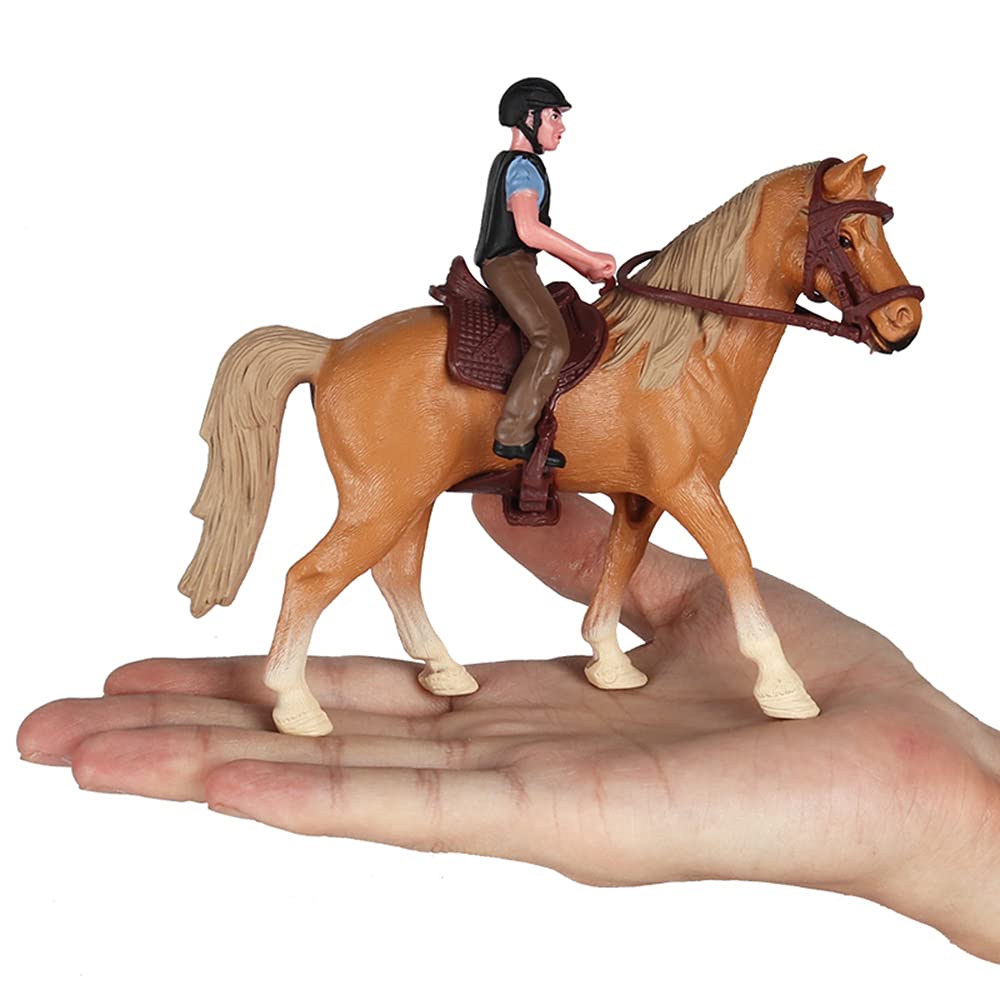 RCOMG Western Rodeo Horse Toys Playset with Cowboy & Horse Figurines - Farm World Horse Club Rider Set for Kids | Perfect for Pretend Play, Cowboy Adventures & Farm Animal Collections