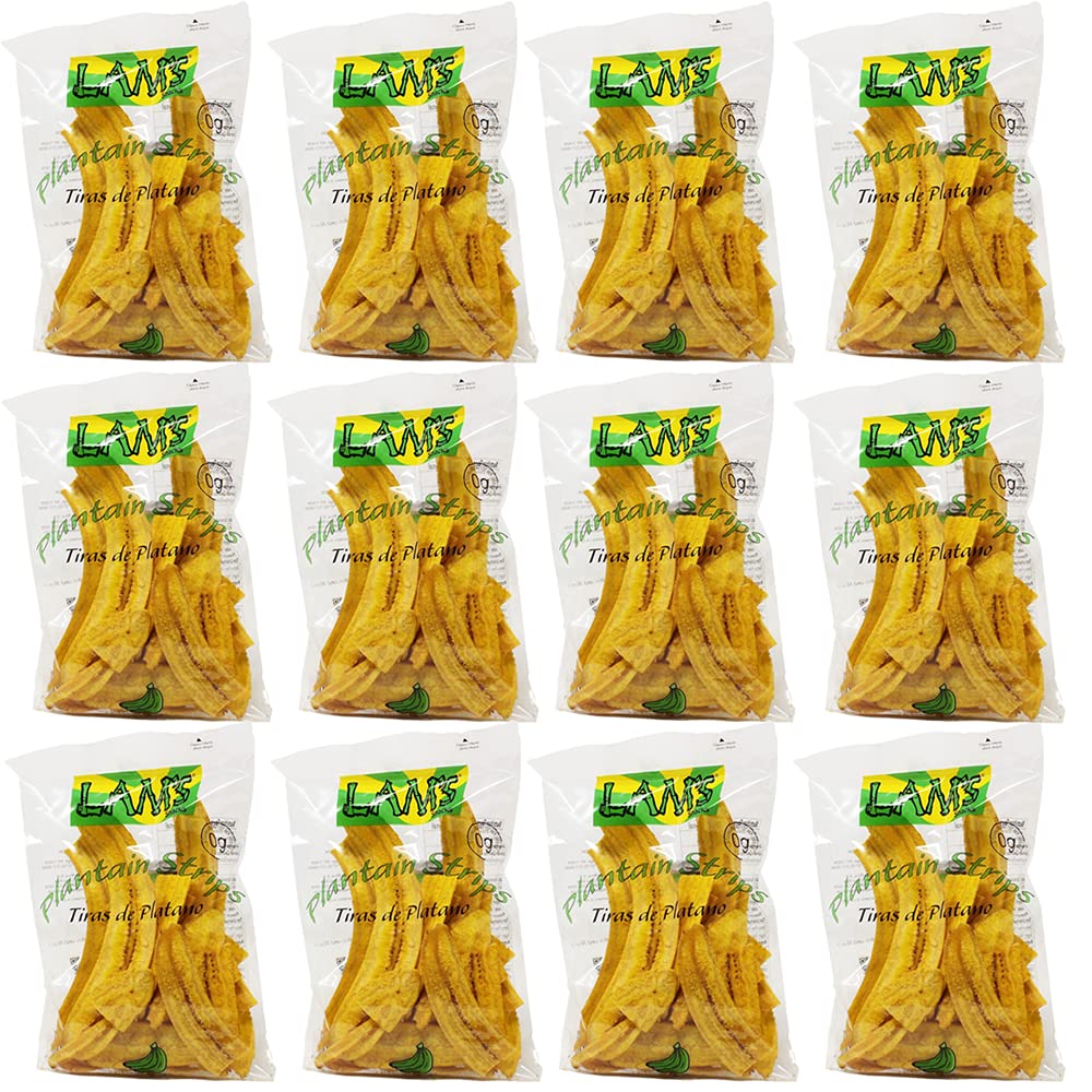 Lam's Plantain Strips - Crunchy Gluten-Free Banana Chips, 2.5oz (71g) Pack of 12 | Healthy Vegan Snacks | Natural Vegetable Chips for Kids, Office, Travel & Party Snacking