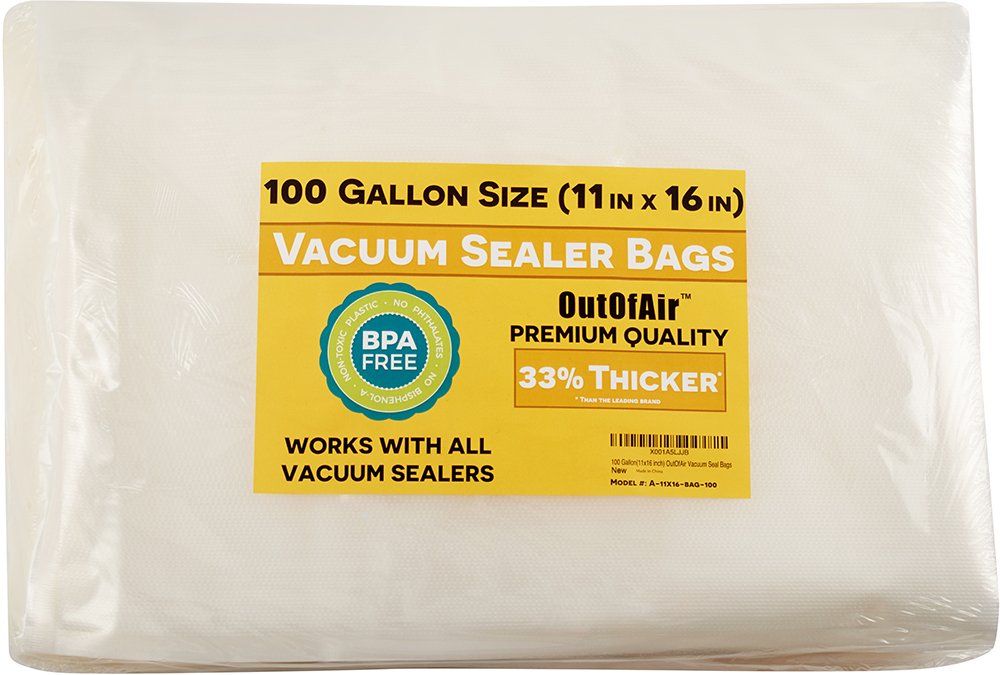 OutOfAir 100 Pack Gallon Vacuum Sealer Bags (11