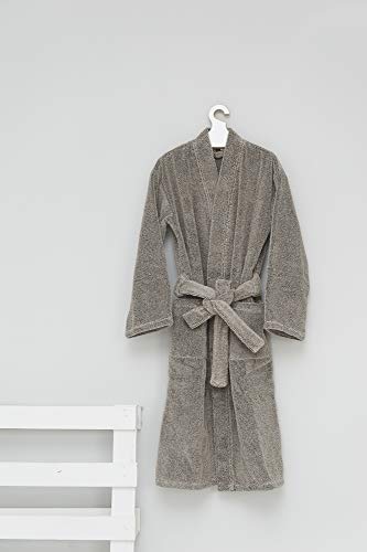 Premium Linen Bathrobe for Spa & Home Sauna - Soft, Breathable Black & Beige Robe with Micro Massage Effect | Natural Linen Fabric for Relaxation, Lounging & Post-Shower Comfort