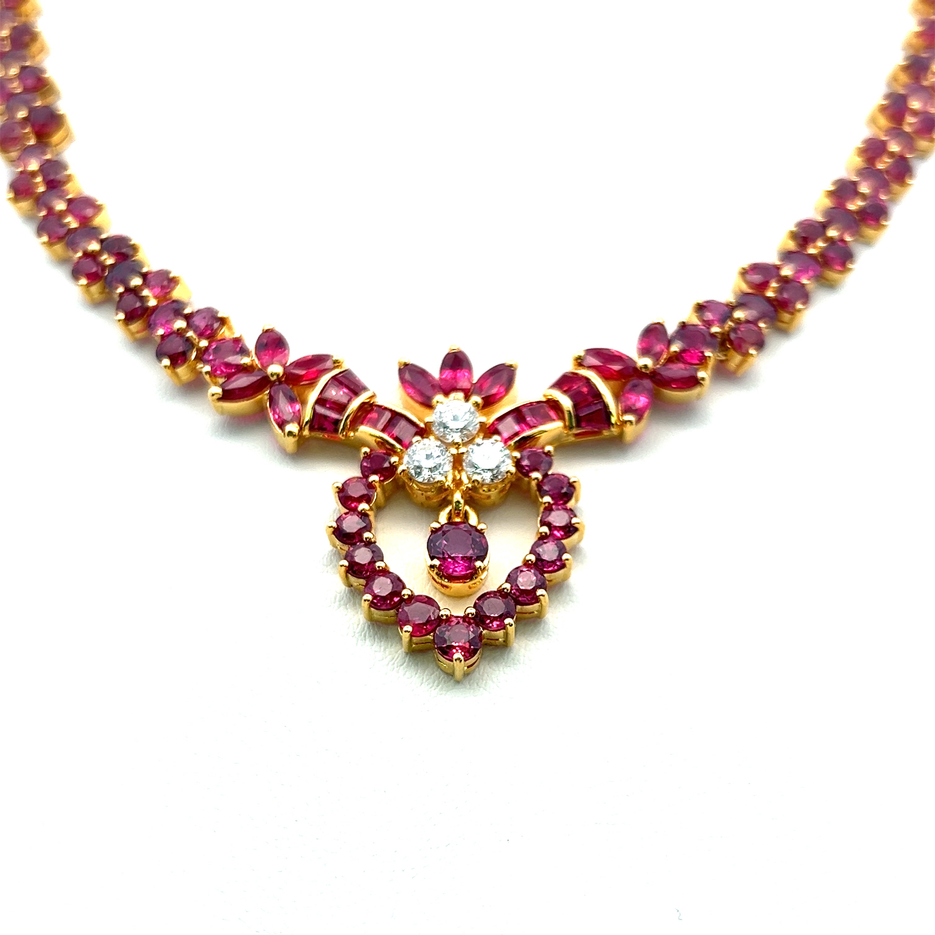 0.75 Carat Diamond & Ruby 18K Yellow Gold Pendant Necklace for Women - Elegant Jewelry Gift for Anniversary, Birthday & Special Occasions