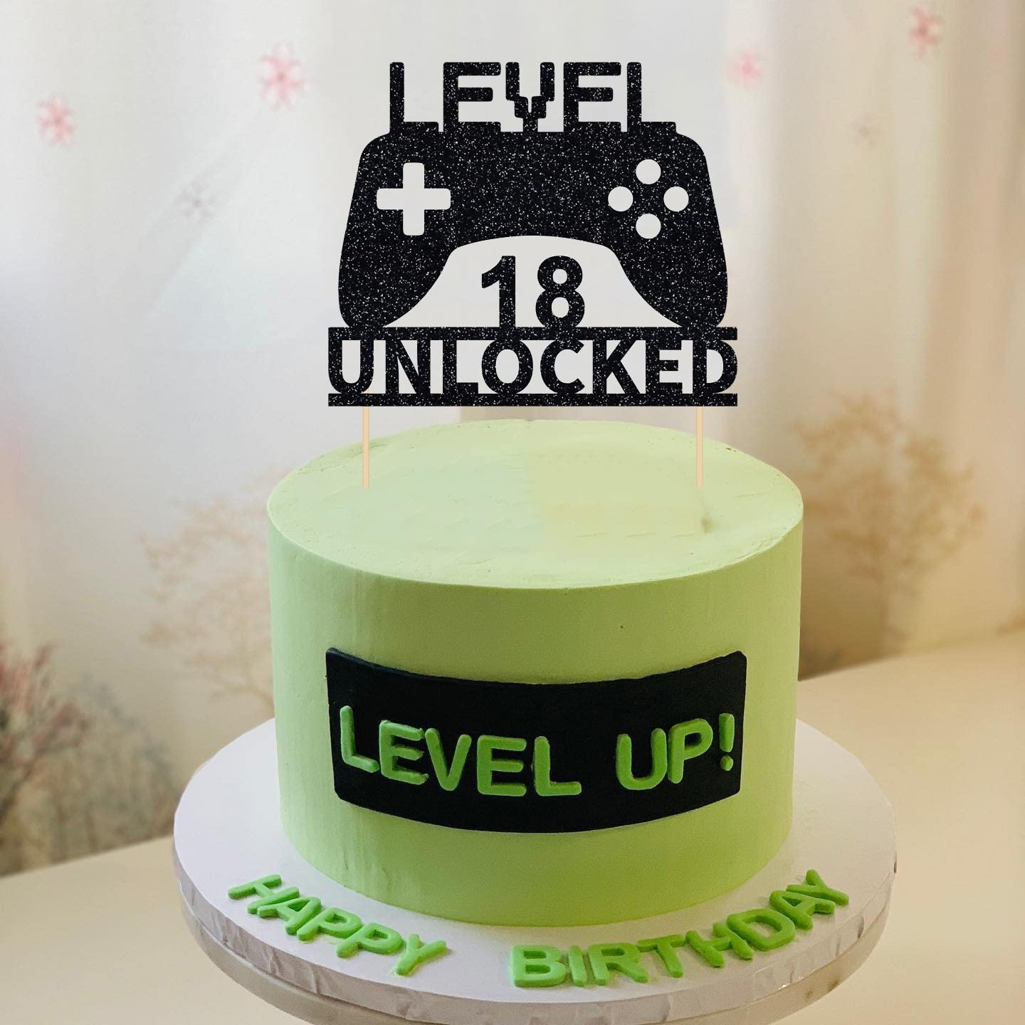Level 18 Unlocked Cake Topper - Video Game Controller Birthday Decor for 18th Birthday Party | Perfect for Gamer Cakes, Gaming Themed Celebrations & Milestone Birthday Decorations