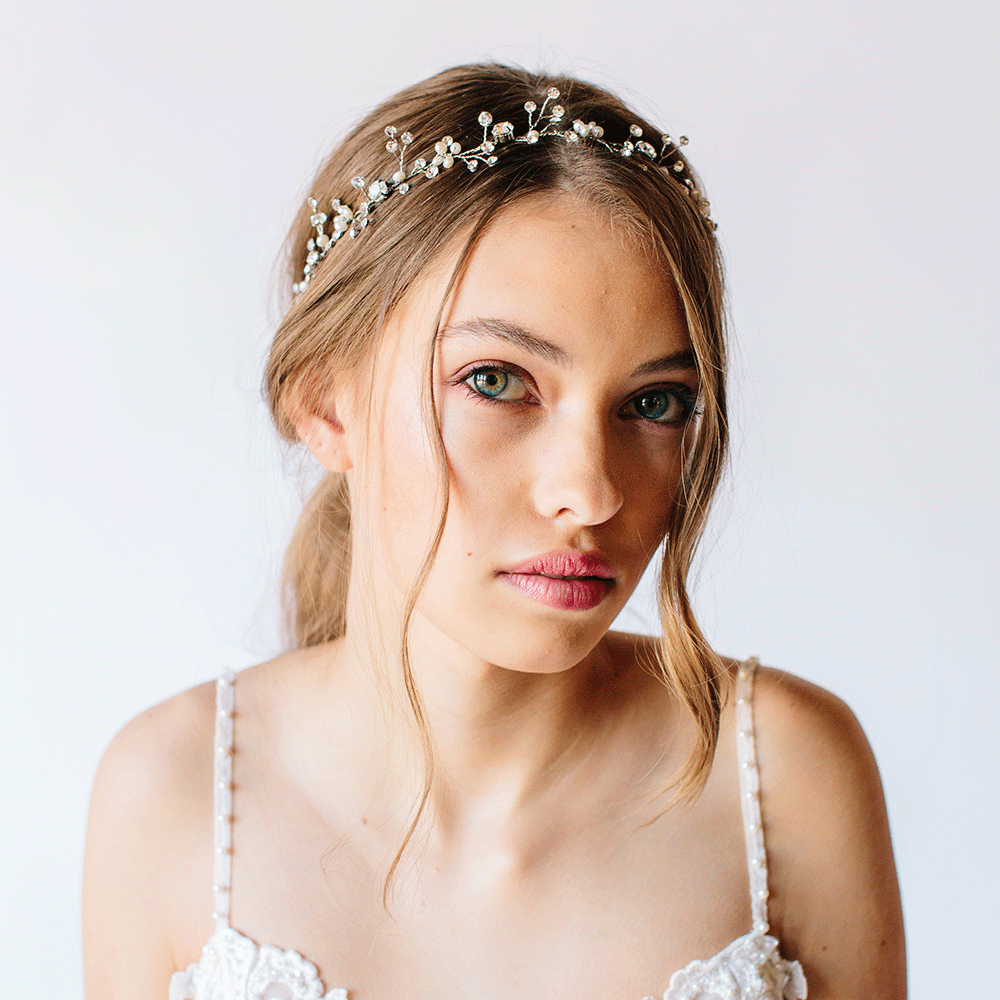 Elegant Inyo Crystal and Pearl Hair Vine - Perfect for Weddings, Prom, and Special Occasions