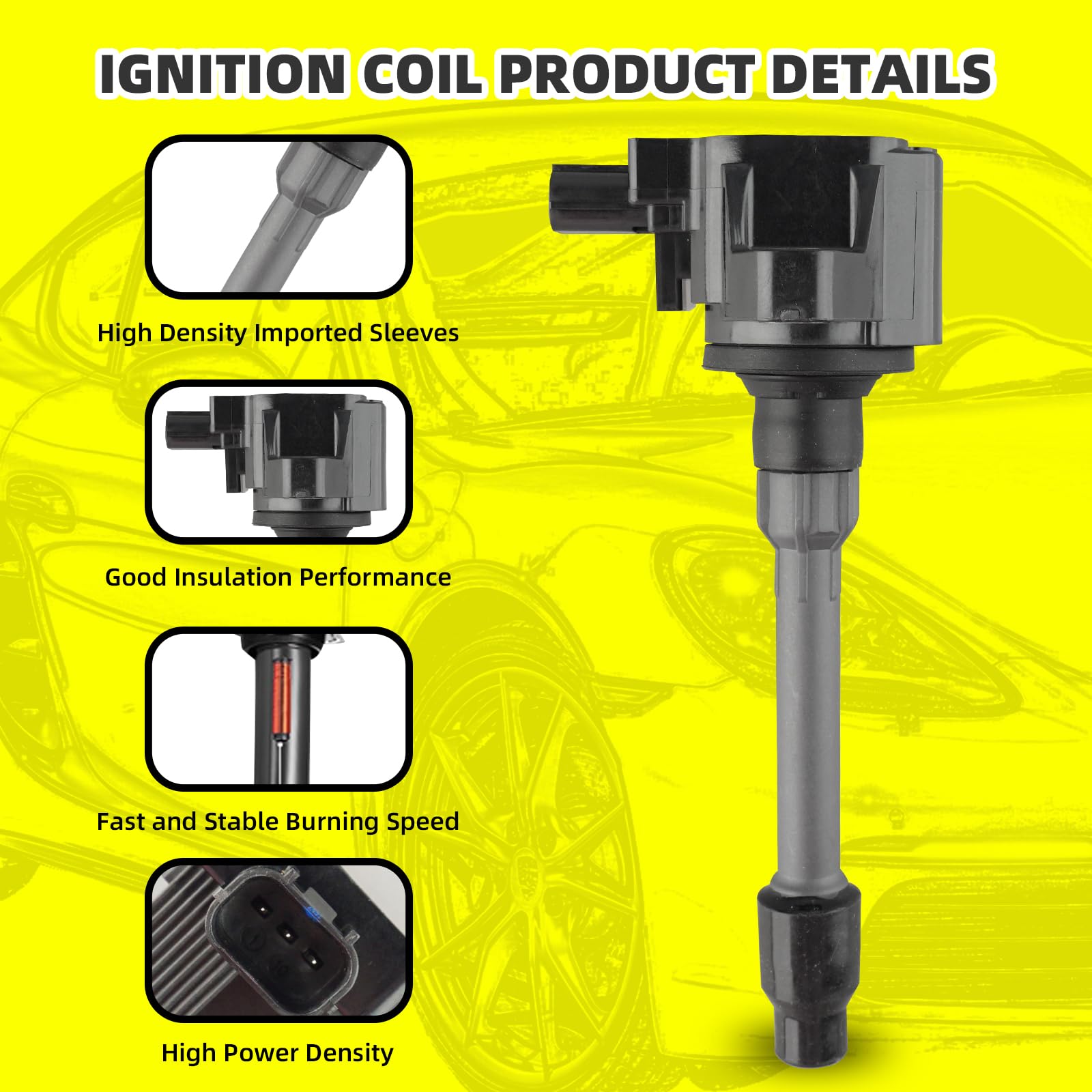 4 PCS Ignition Coils & Iridium Spark Plugs Kit - Compatible with Honda Accord CR-V Civic Insight RDX 2017-2021 1.5L 2.0L - UF781 3052059B013 Replacement Parts - Improve Engine Performance & Fuel Efficiency for Daily Commute & Road Trips