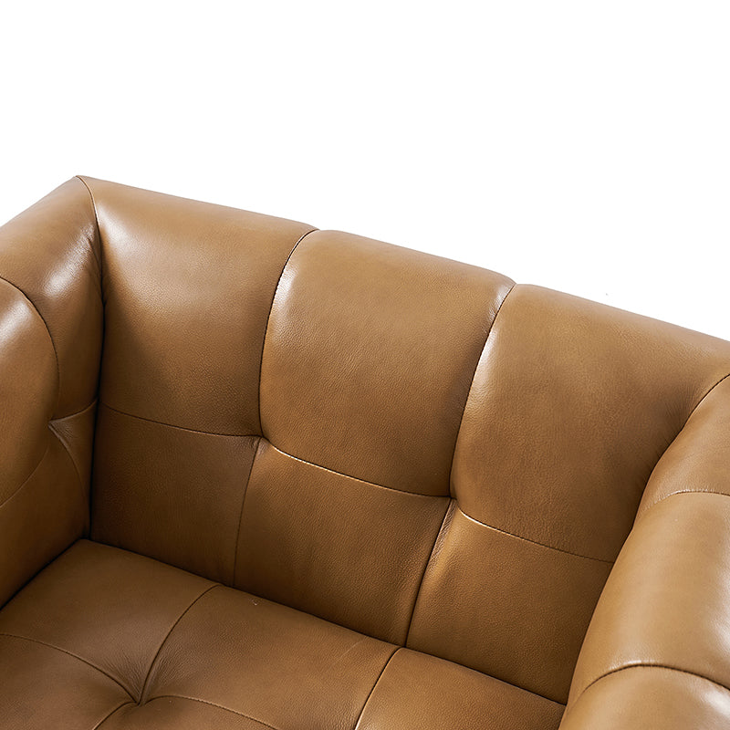 Feodor Genuine Leather Mid Century Modern Swivel Chair - Premium Office & Living Room Furniture for Home Decor
