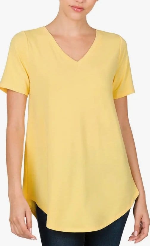 Banana V-Neck Short Sleeve T-Shirt for Women - Soft Cotton Casual Tee for Summer, Workout & Everyday Wear