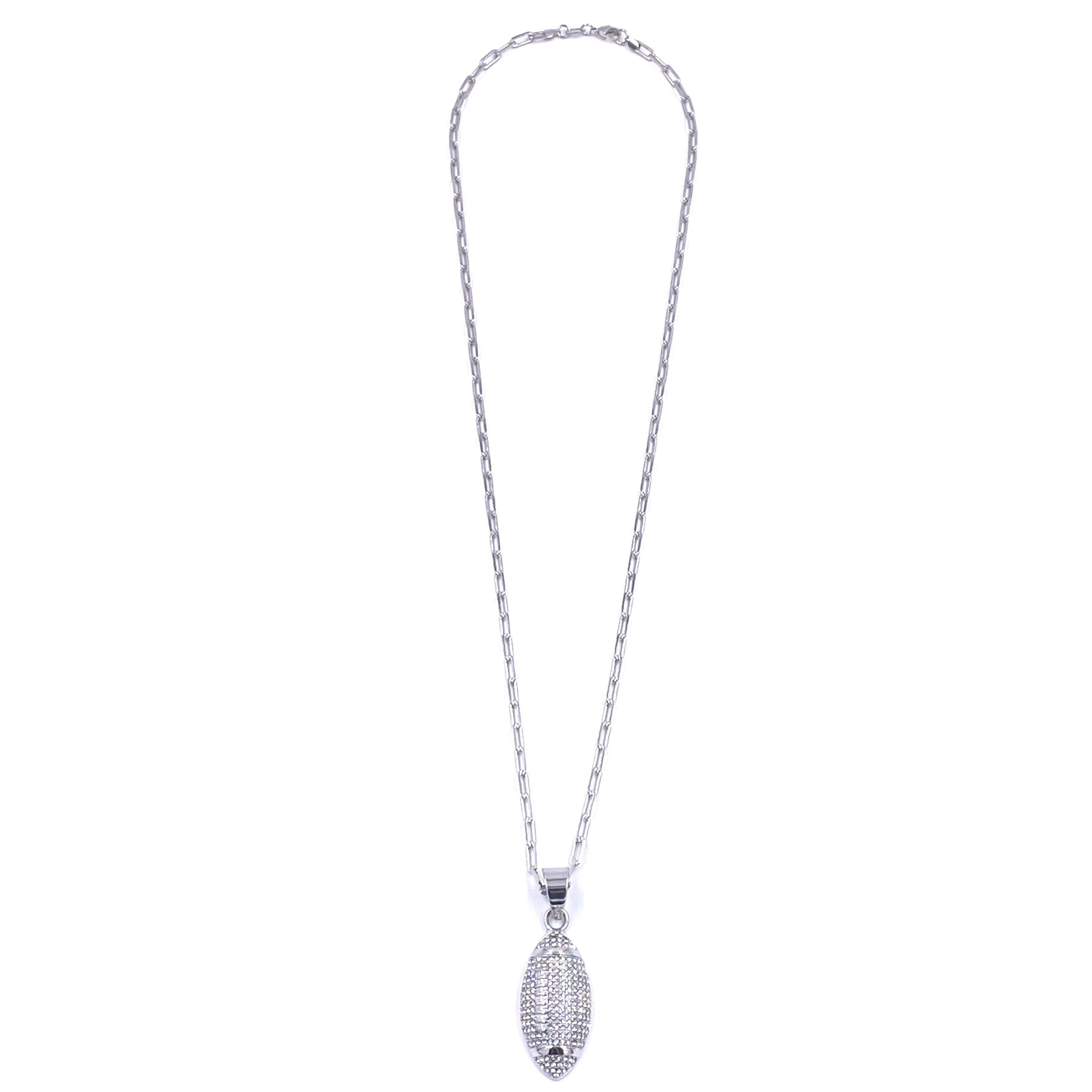 Ashley Gold Stainless Steel CZ Football Charm Necklace for Women - Elegant Sports Jewelry Gift for Football Fans, Game Day Accessories & Everyday Wear