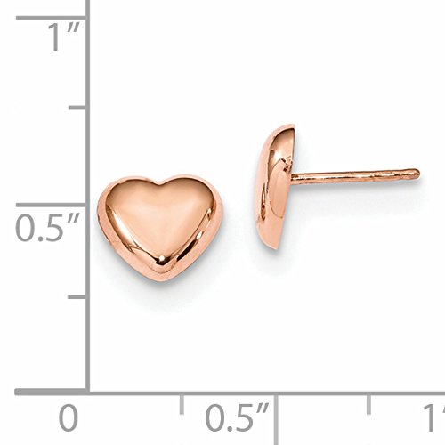 14K Rose Gold Heart Stud Earrings for Women - 7.85mm Polished Post Earrings - Perfect for Valentine's Day, Anniversary Gifts & Everyday Elegance