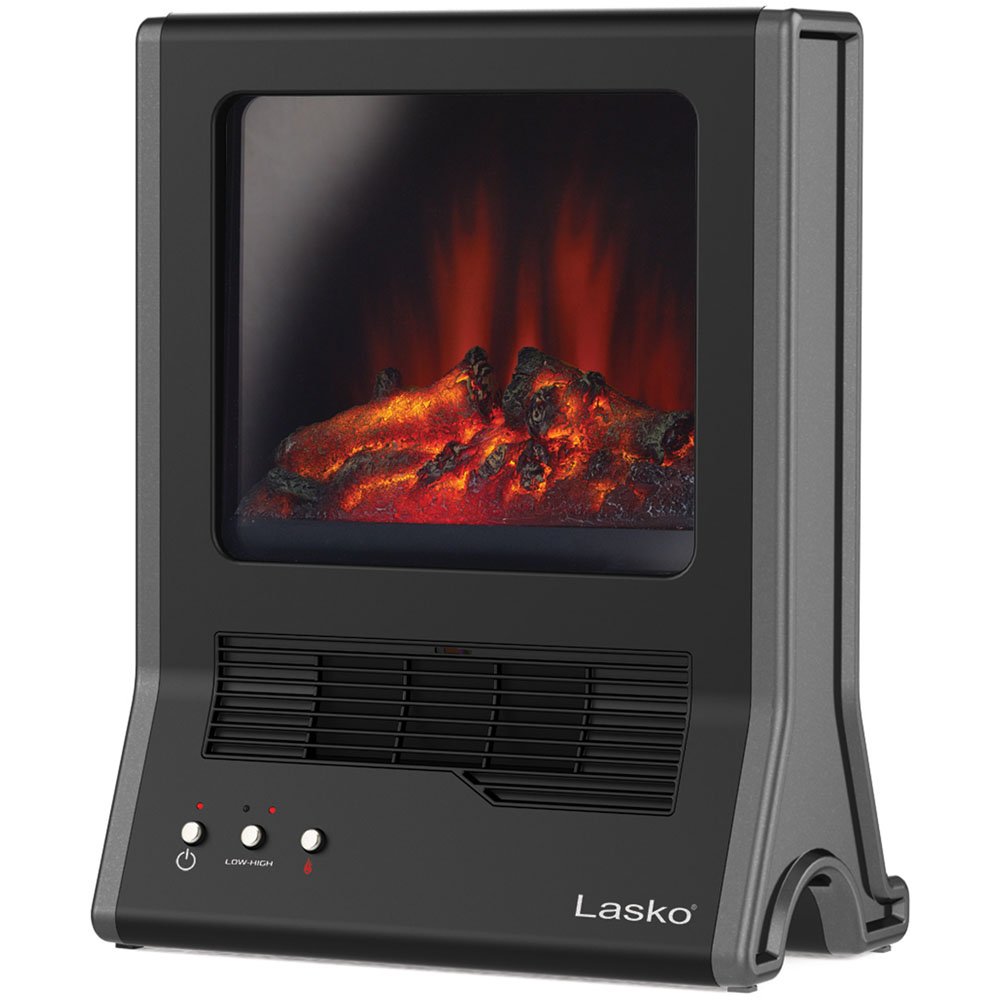 Lasko CA20100 Ultra Ceramic Fireplace Heater - 1500W Electric Space Heater with Remote Control, Black - Perfect for Living Rooms, Bedrooms & Offices
