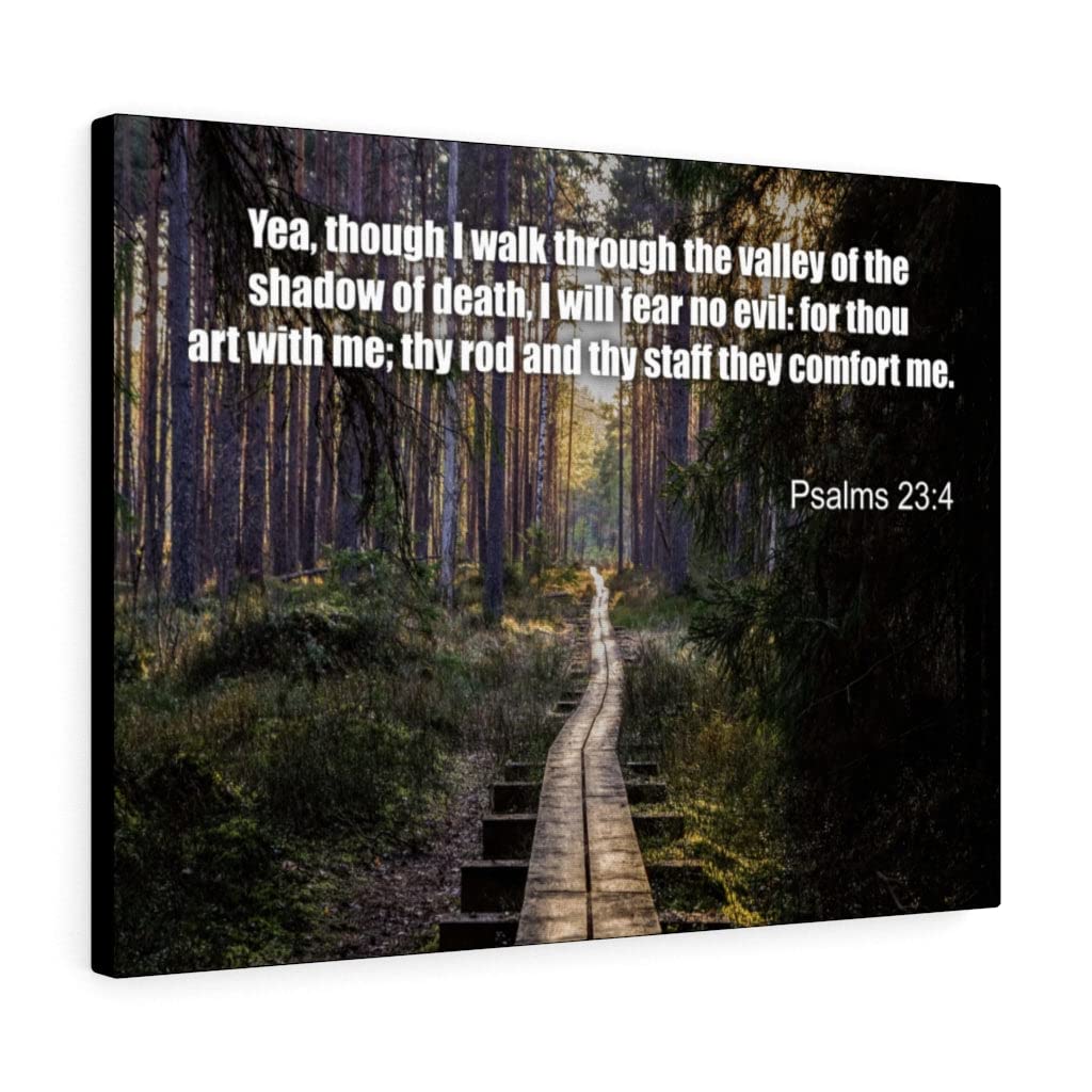 Psalm 23:4 Christian Wall Art - Bible Verse Print Ready to Hang - Inspirational Scripture Home Decor for Living Room, Bedroom & Office - Perfect Religious Gift for Holidays & Housewarming
