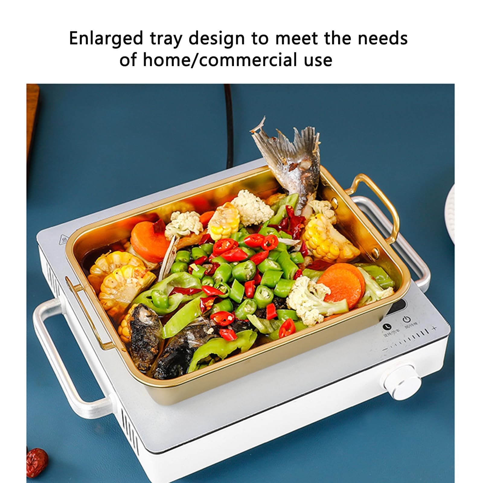 SvRite Stainless Steel Rectangular Roasting Pan with Handles - Oven & Dishwasher Safe Baking Tray for Turkey, Chicken, Fish, Lasagna (30cm, Gold) | Perfect for Holiday Cooking, Family Dinners & Party Serving