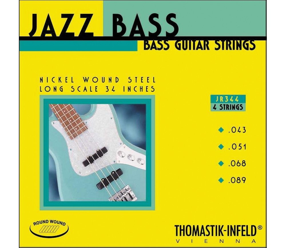 Thomastik-Infeld Jazz Round Wound Bass Guitar Strings - Pure Nickel 4-String Set (Long Scale, G D A E) for Smooth Jazz & Rock Performance on Stage & in Studio